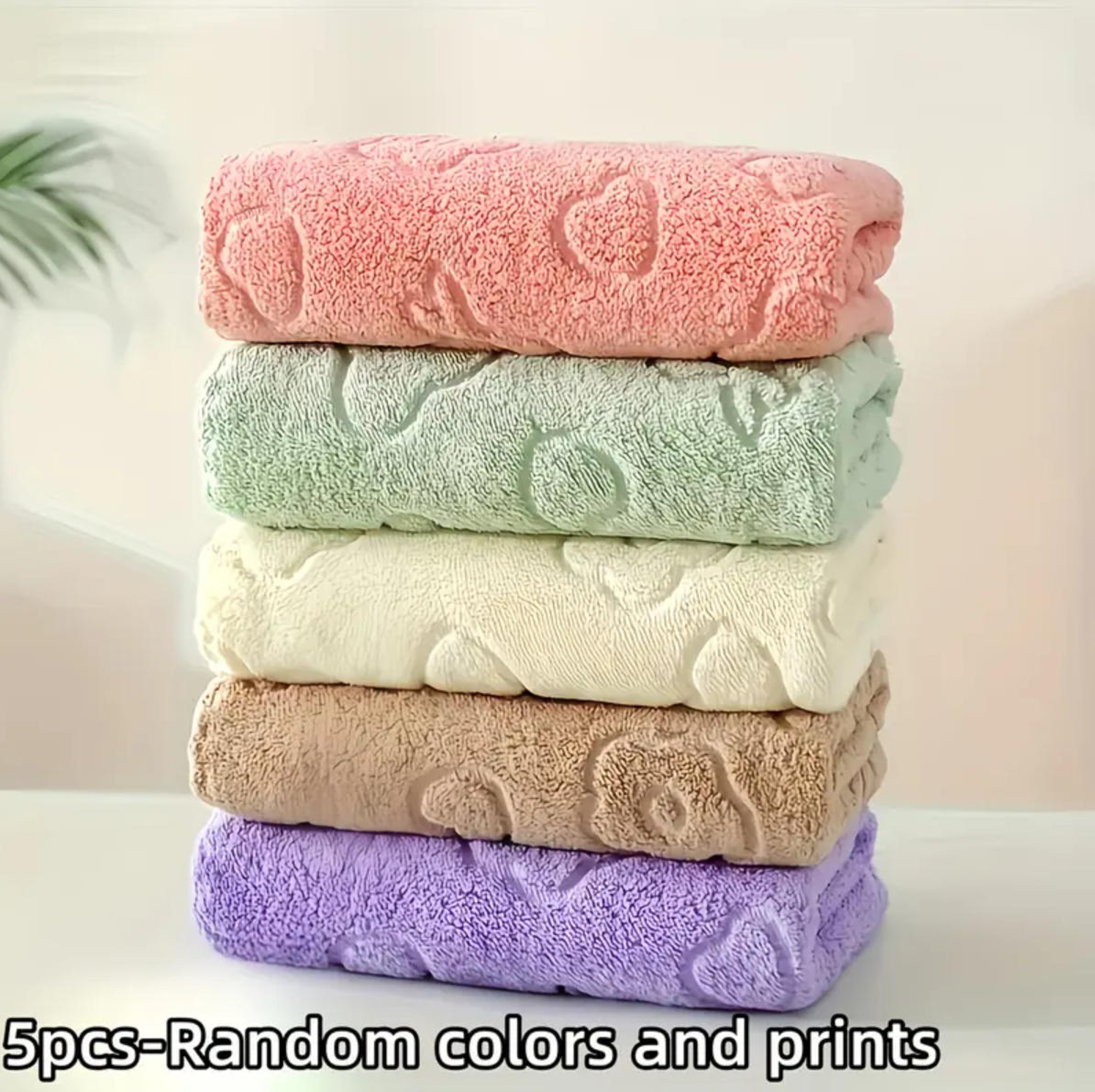 Cute Coral Fleece Face Towels Set  QuickDrying Bathroom Towels For Kitchen  Bath 5