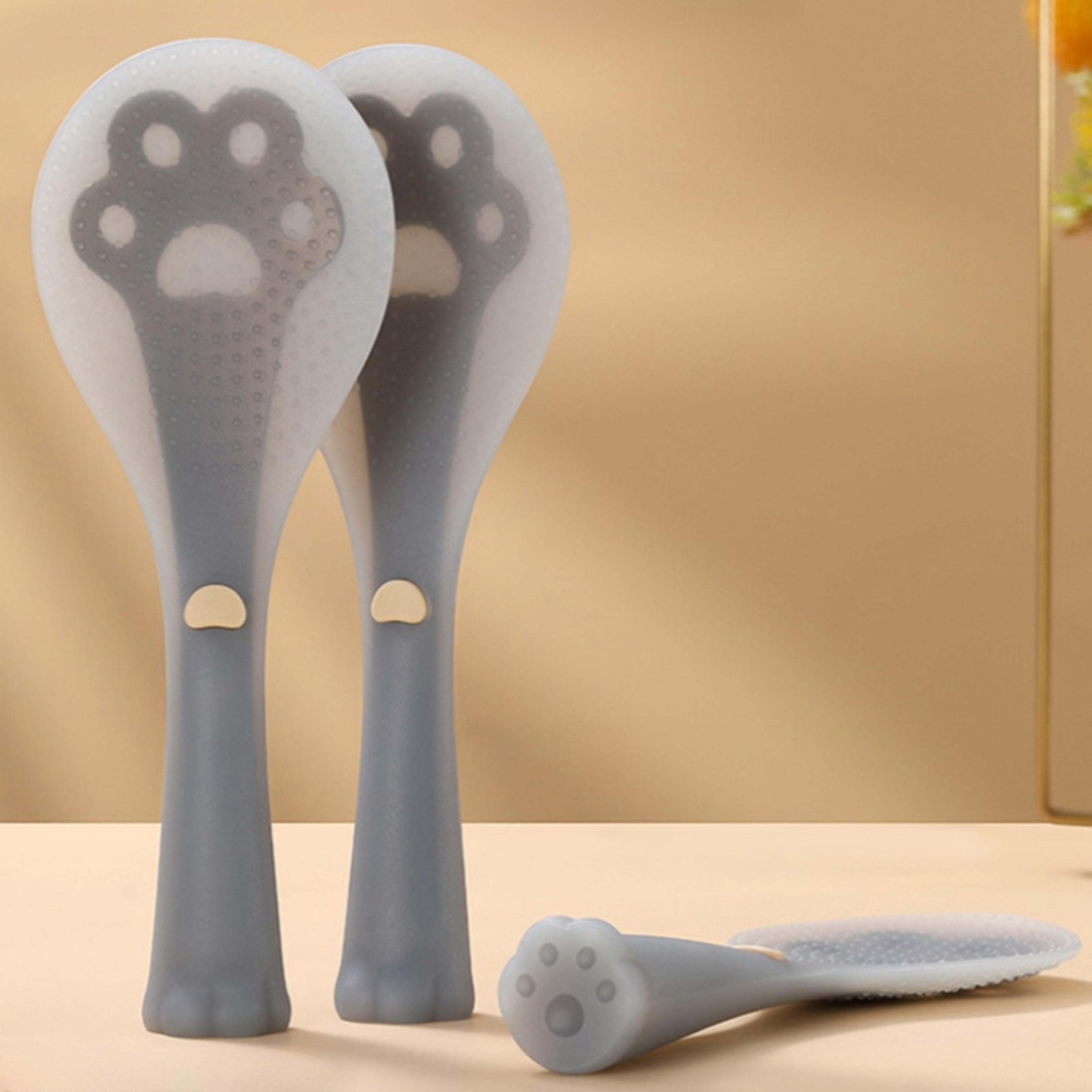 Cute Cat Paw Silicone Rice Scooper Non Stick Standing Rice Spoon for Easy Serving – view 4