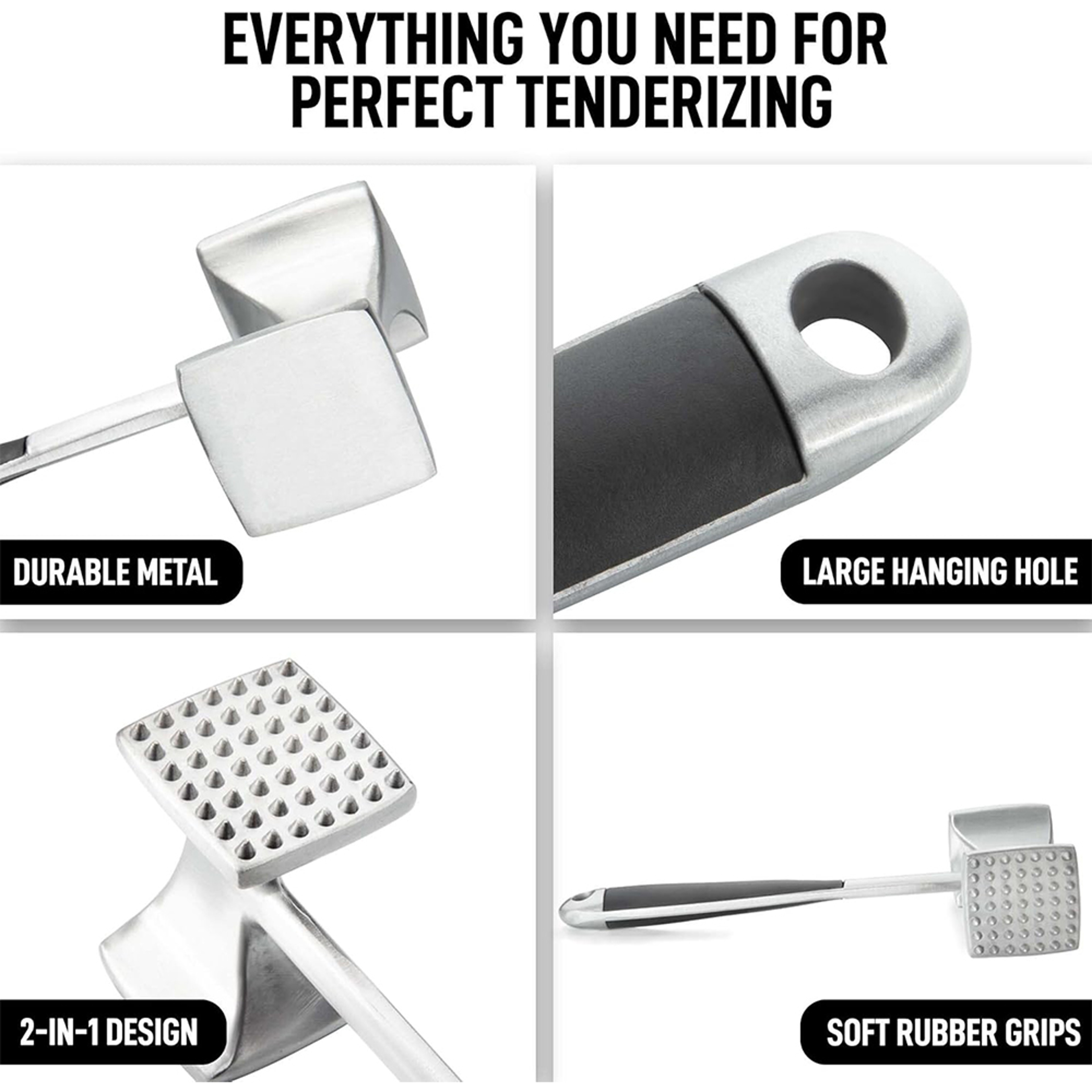 Premium Meat Tenderizer Hammer with Non-Slip Grip for Juicy Steaks and Easy Meal Prep – view 3