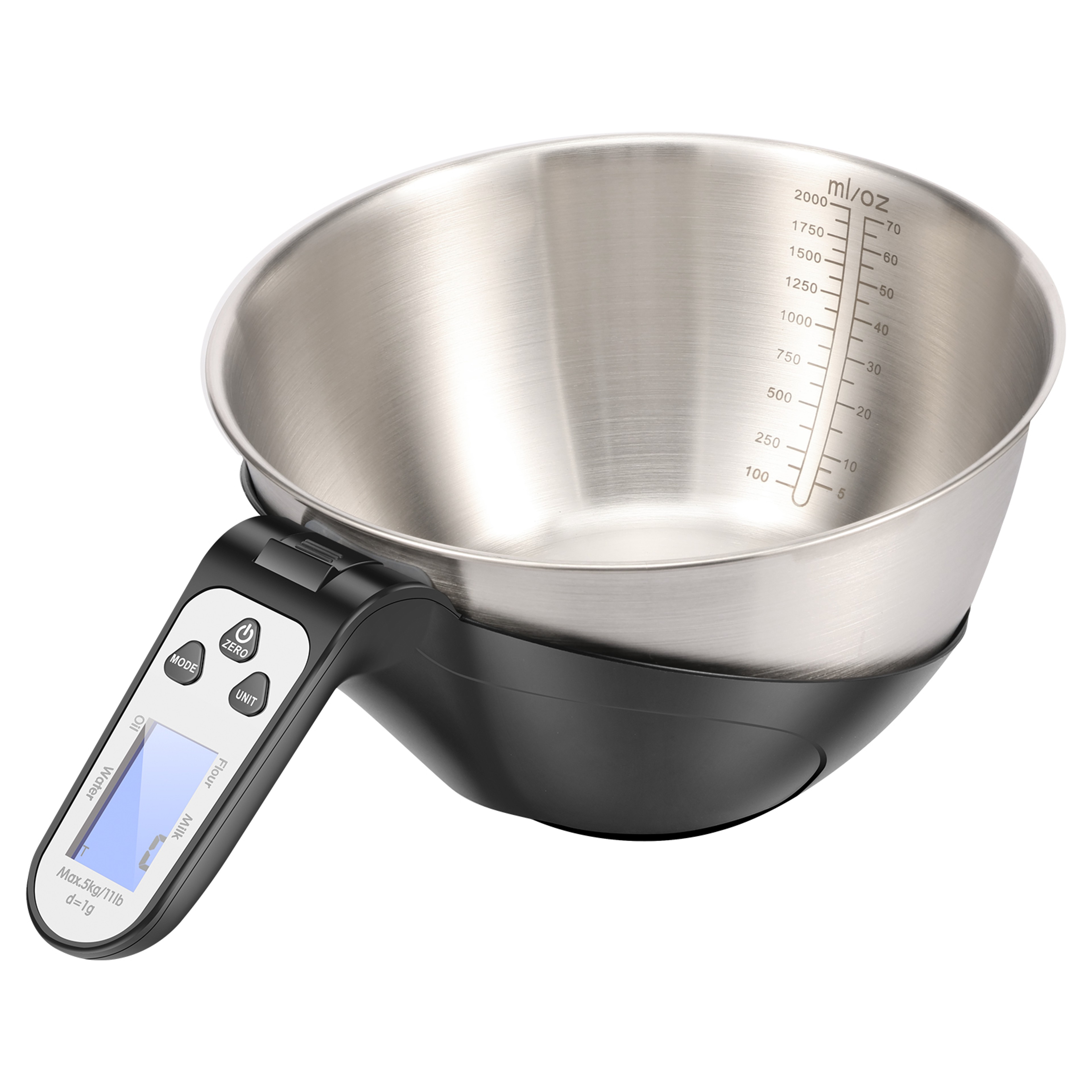PrecisionGrip Digital Kitchen Scale With Stainless Steel Mixing Bowl 6