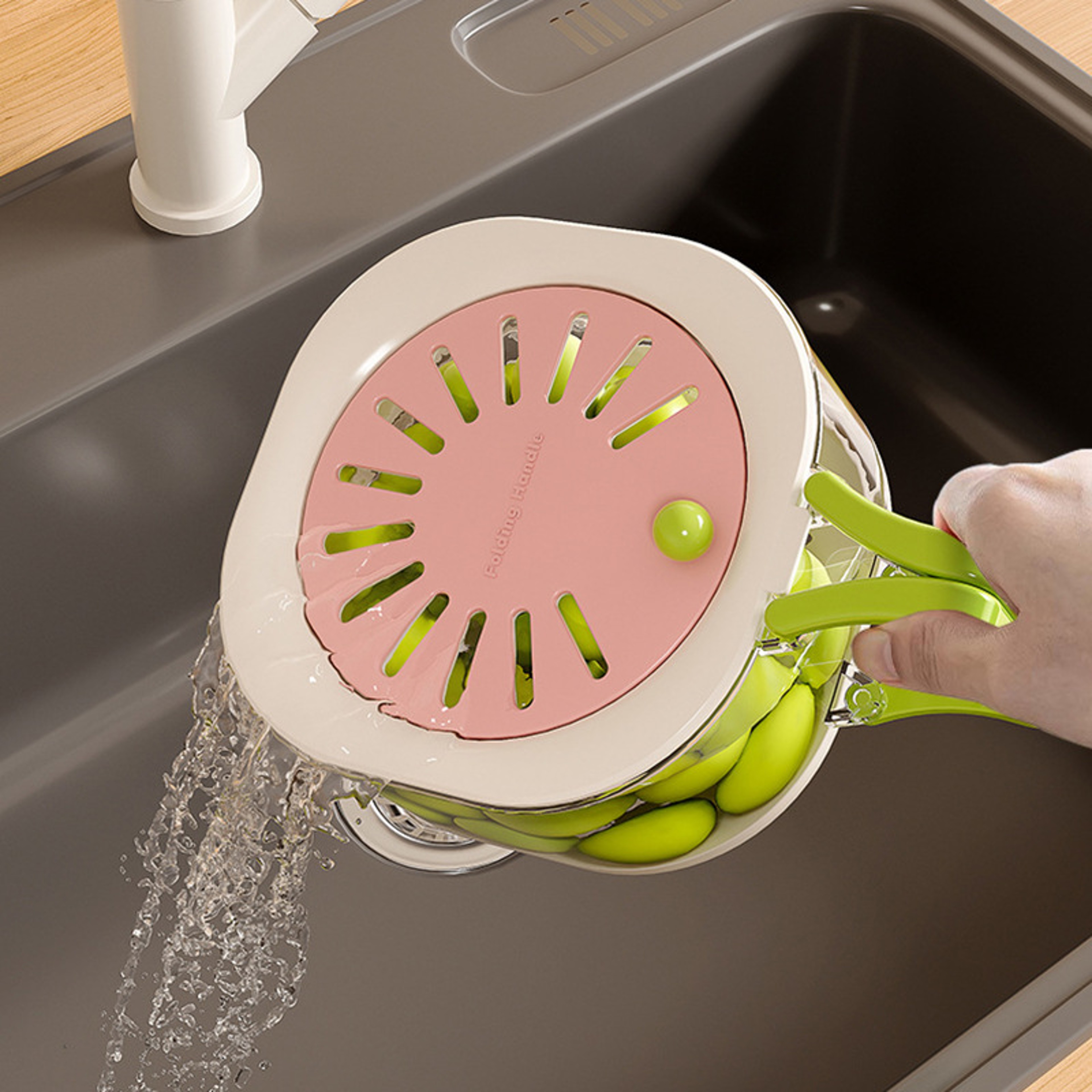 FreshGuard Stretchable Drain Basket With Lid For Washing Draining  Storing Produce 1