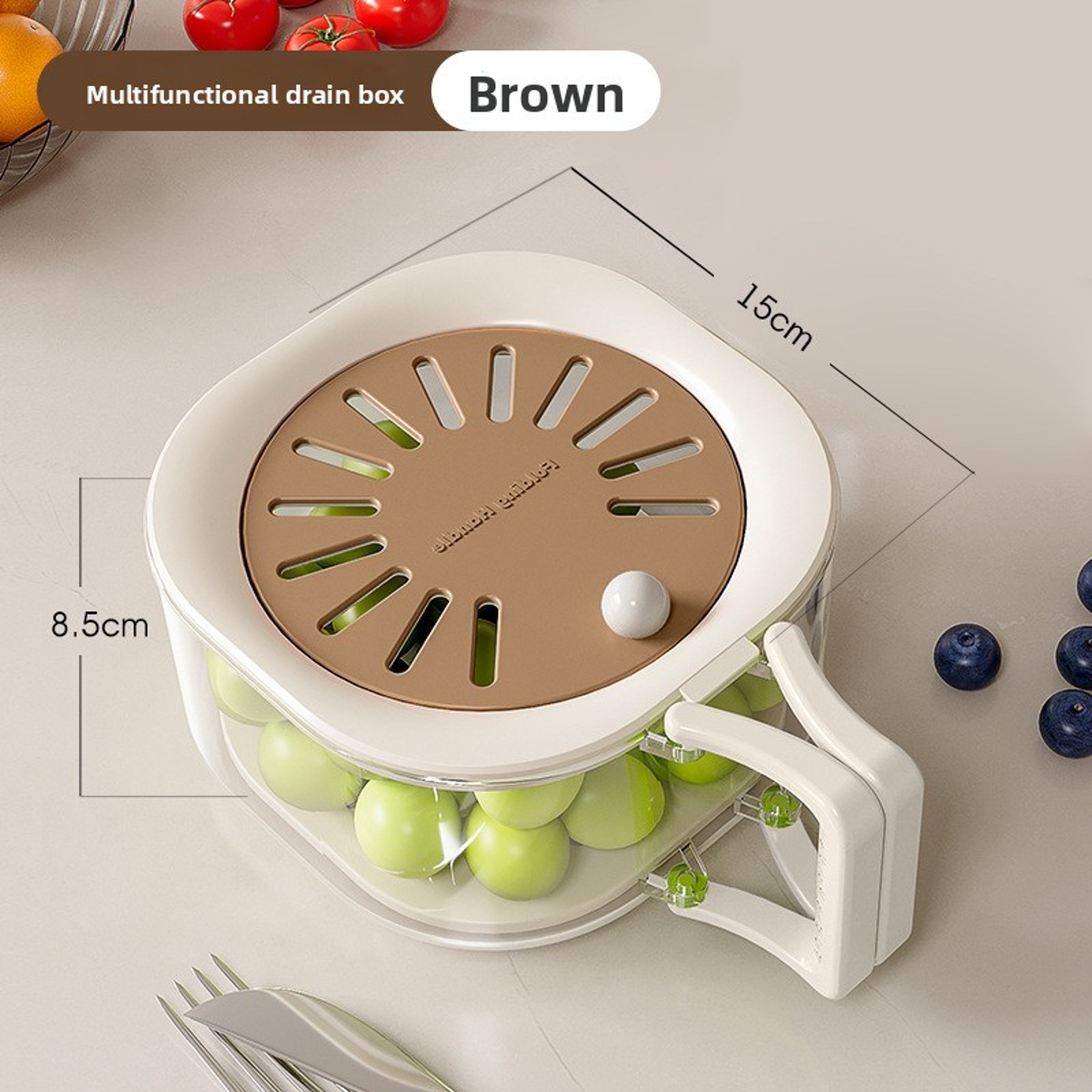 FreshGuard Stretchable Drain Basket With Lid For Washing Draining  Storing Produce 4