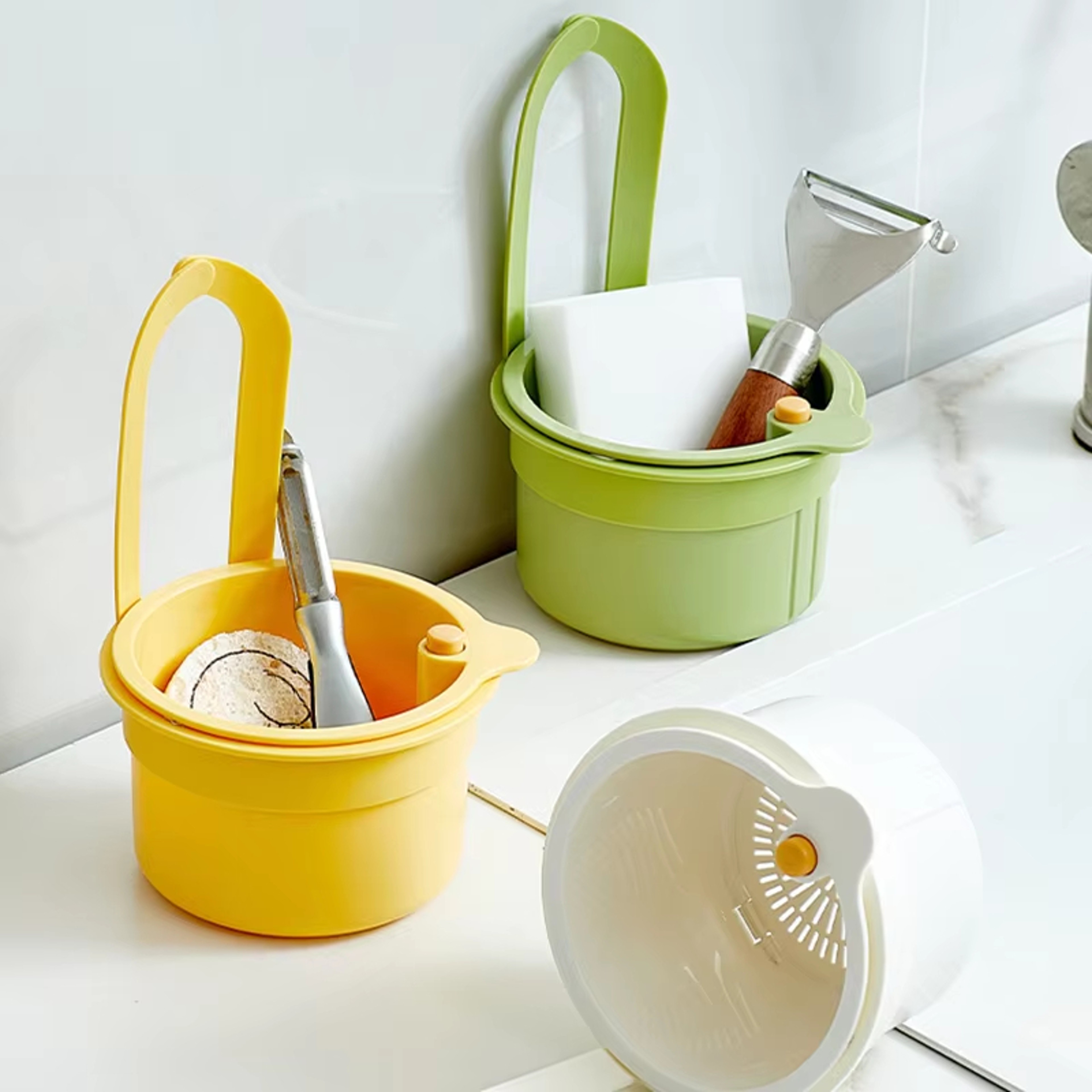 Adjustable Kitchen Sink Strainer Basket with Hanging Drain Rack & Food Waste Filter – view 4