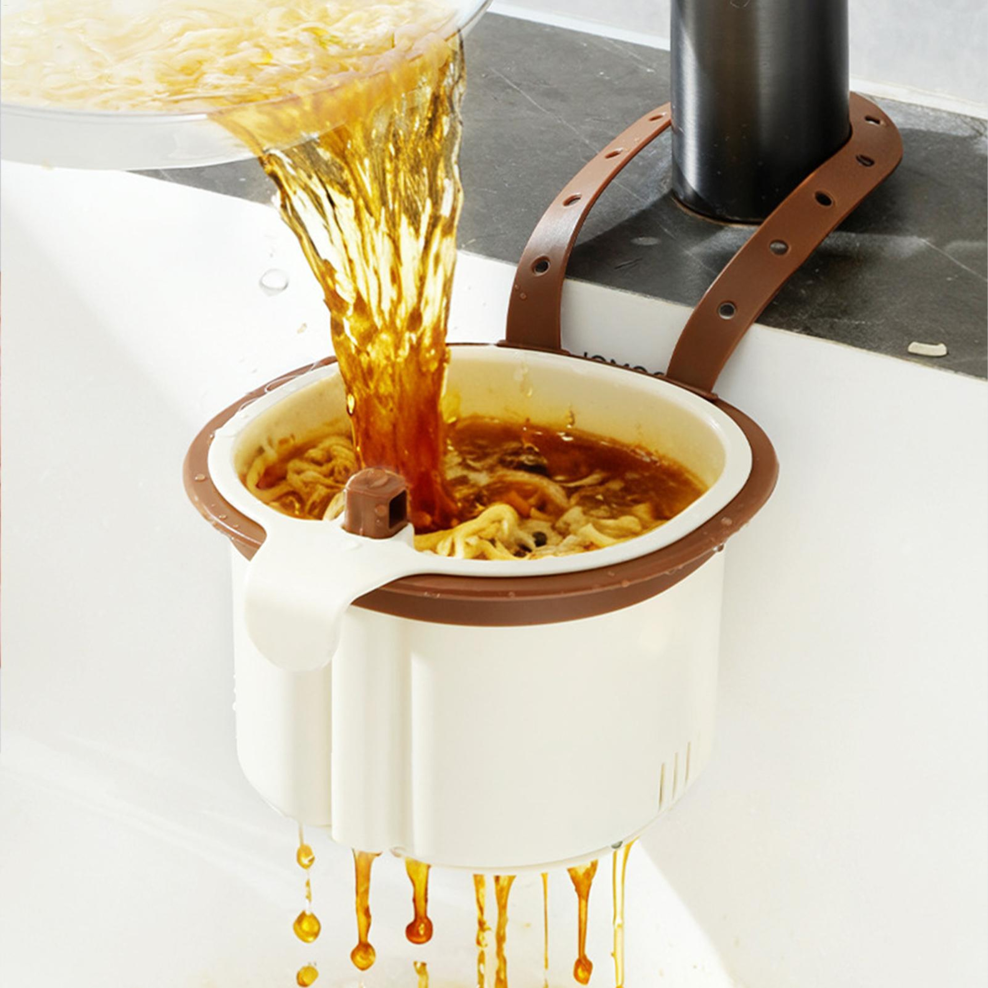 Adjustable Sink Drain Strainer Basket with Sponge Holder & Fruit Washing Rack – view 6