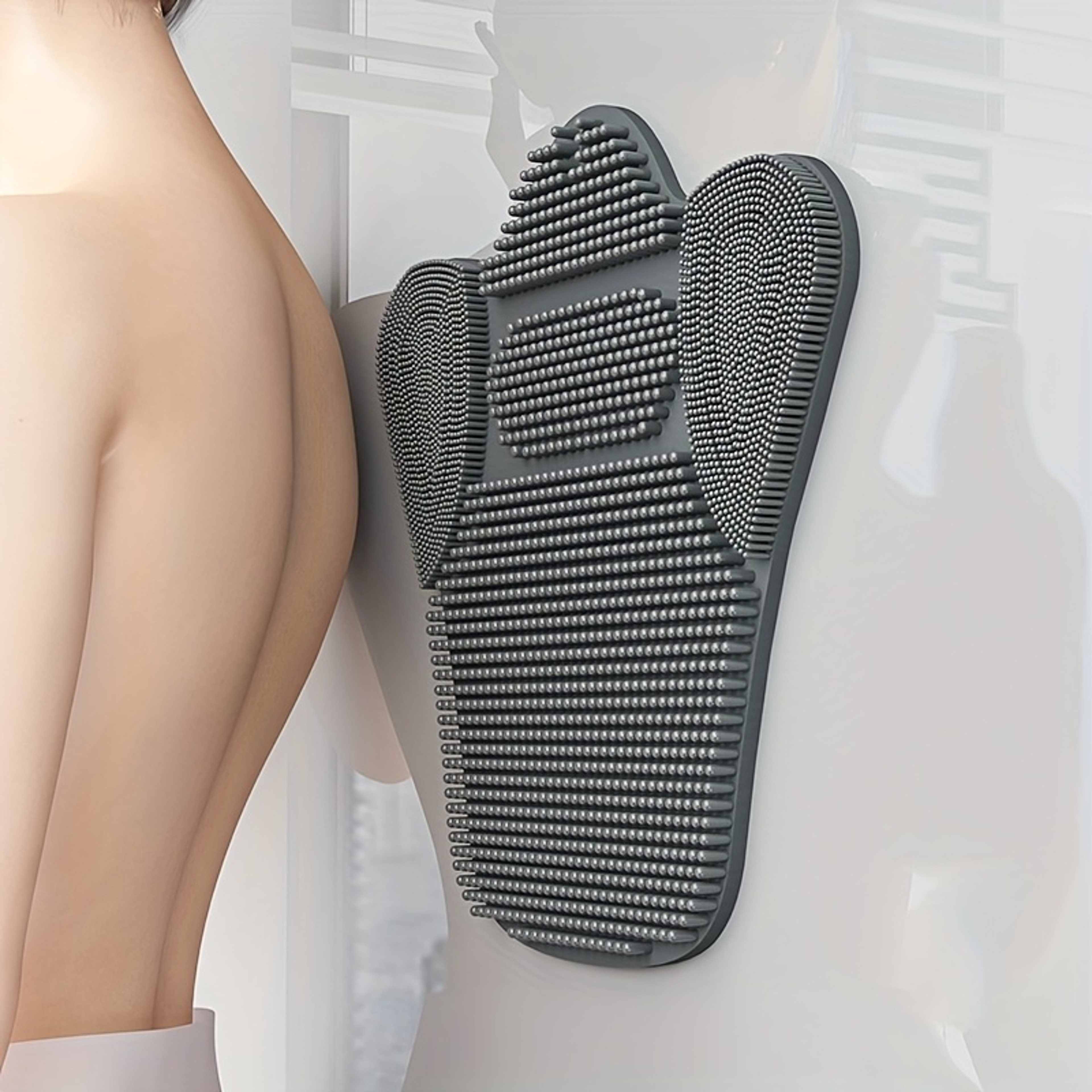 RelaxGrip Deep Clean Back Scrubber Mat With Suction Cups  Soft Massage Bristles 0