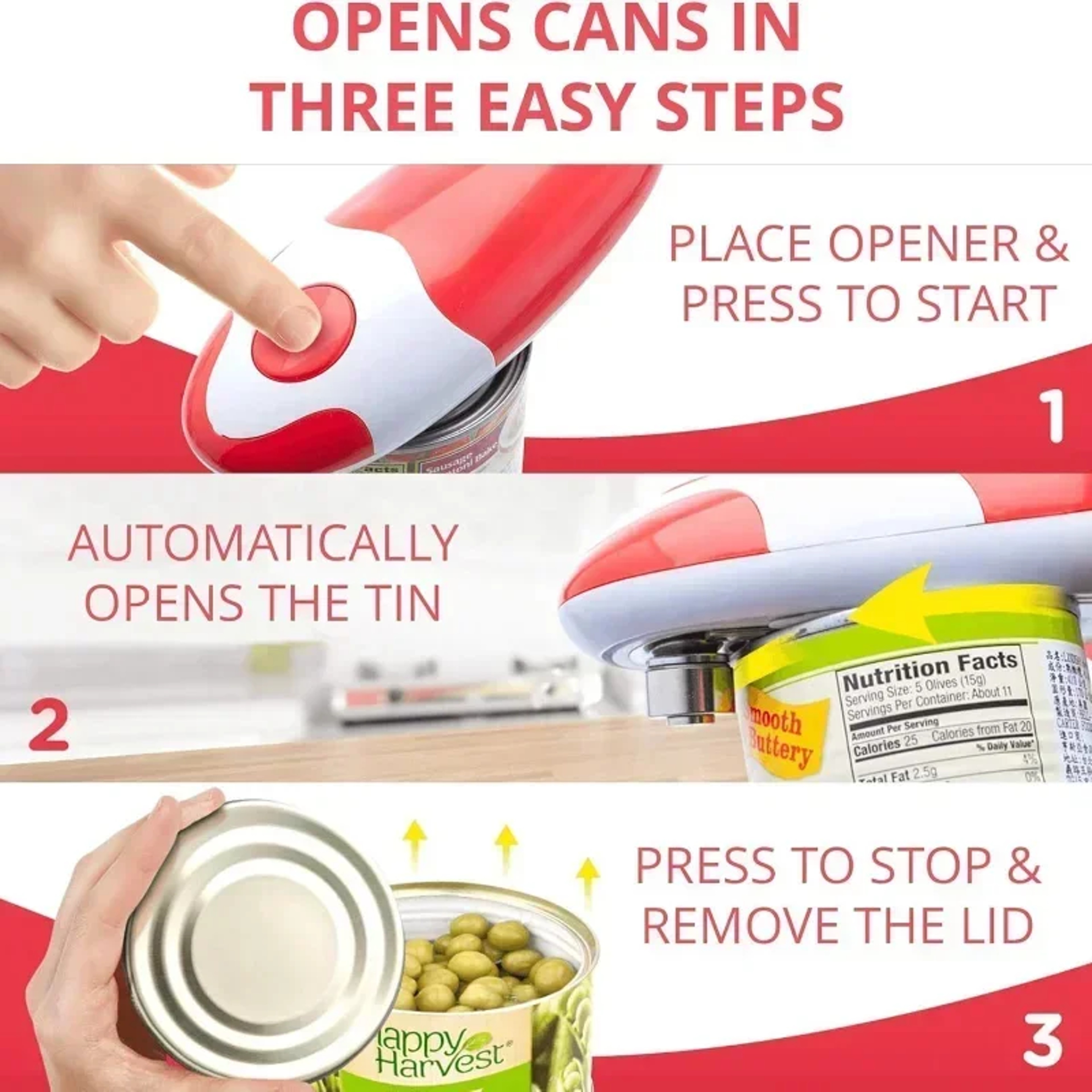 SafeTouch Automatic Electric Can Opener With Smooth Edge One Touch Design 2