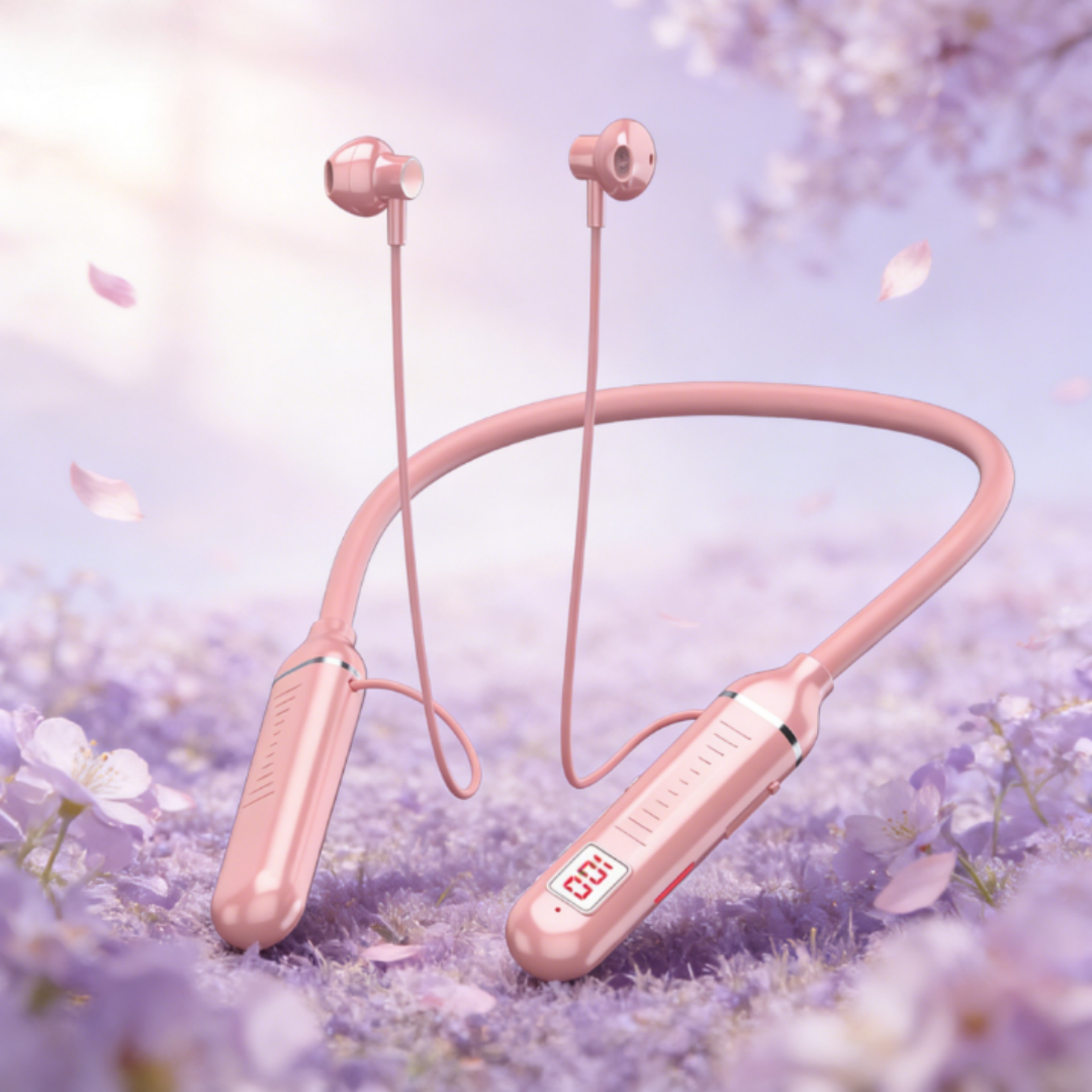PulseGlow Bluetooth Neckband Earbuds with LED Display & TF Card for Gaming and Sports – view 1