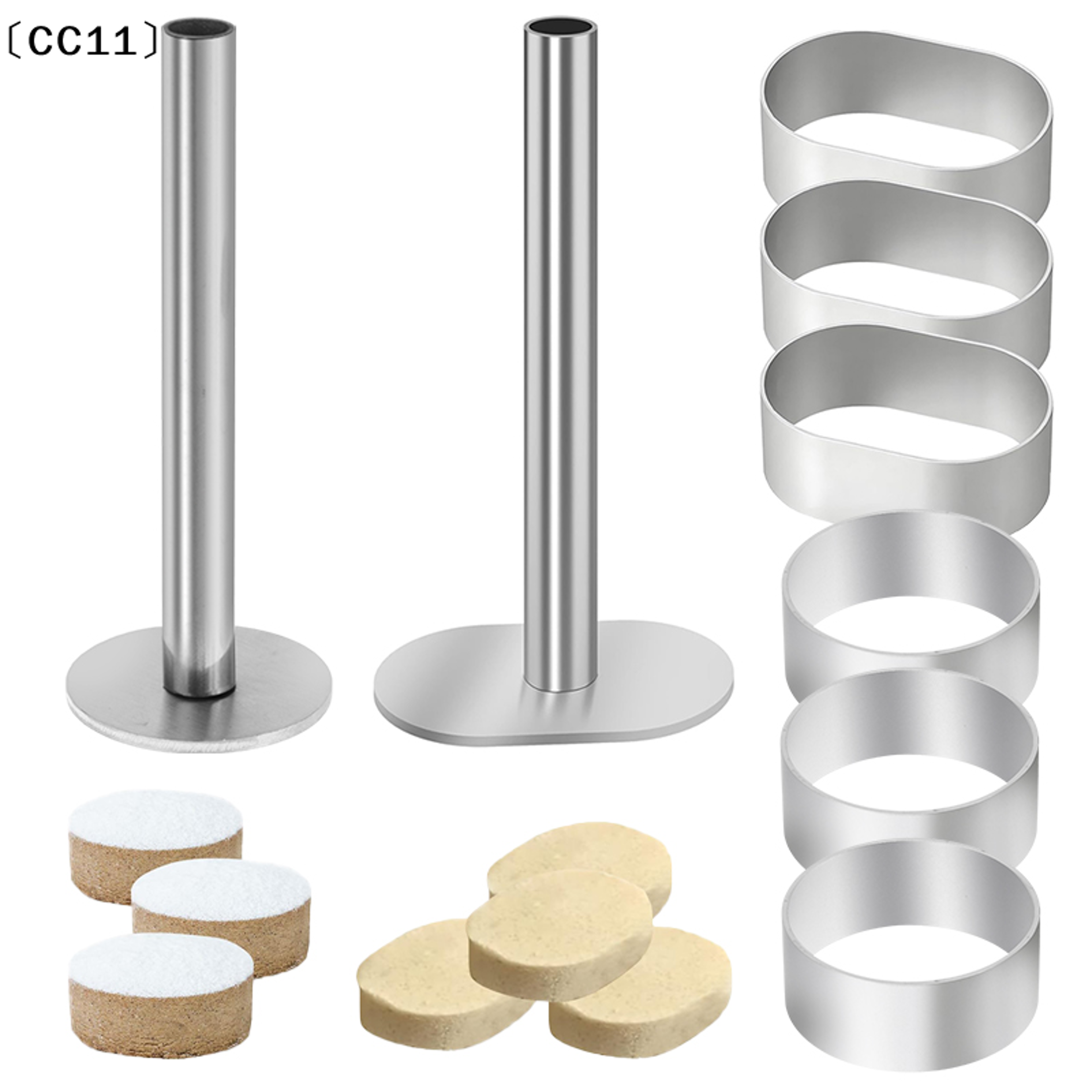 Stainless Steel Pastry Ring Mold Set with Pusher for Pulburon, Mousse & Dessert Baking – view 3
