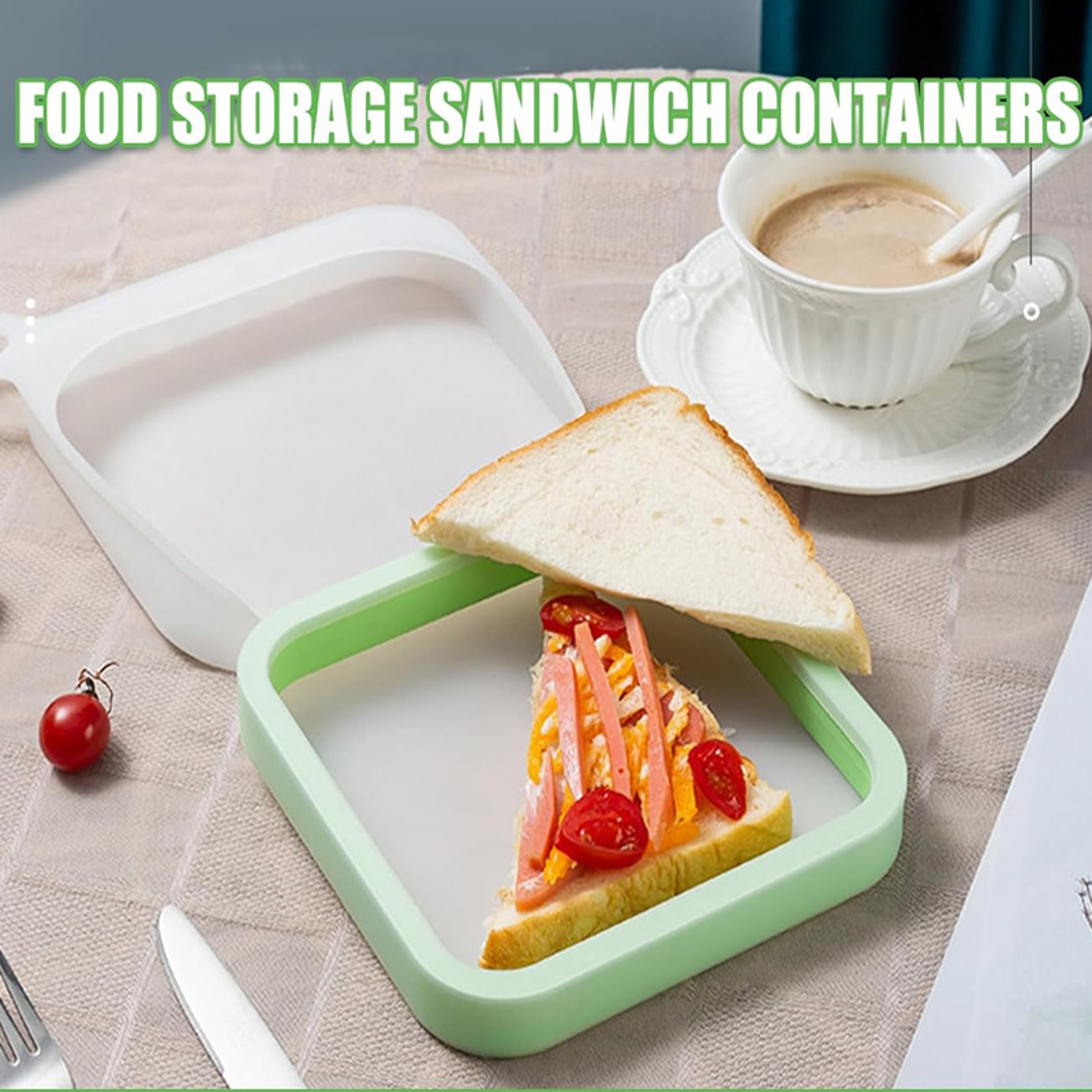 FreshLock Silicone Sandwich Keeper Bento Lunch Box with Handle – view 3