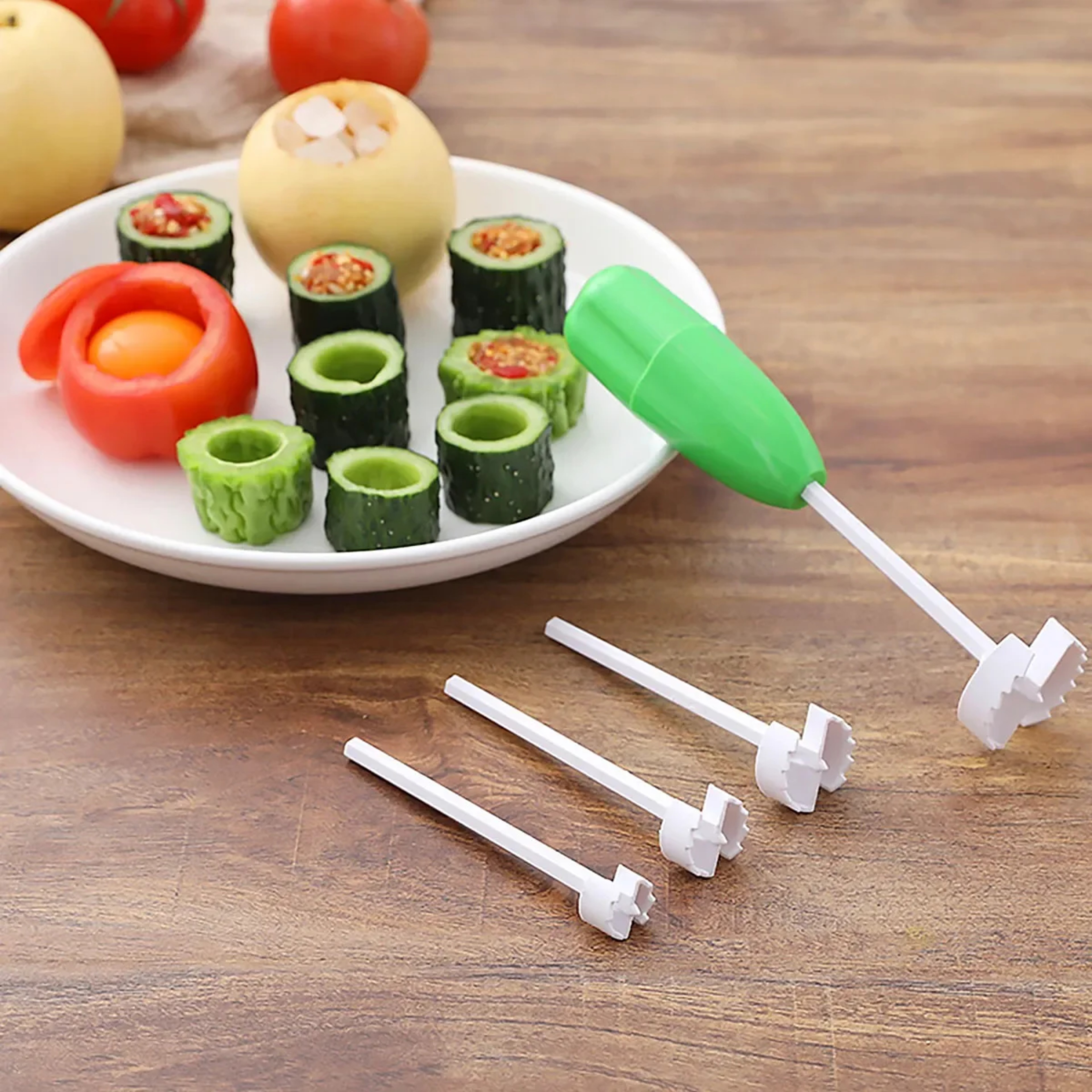 Vegetable Corer and Spiral Cutter Tool with Replaceable Stainless Steel Heads – view 5