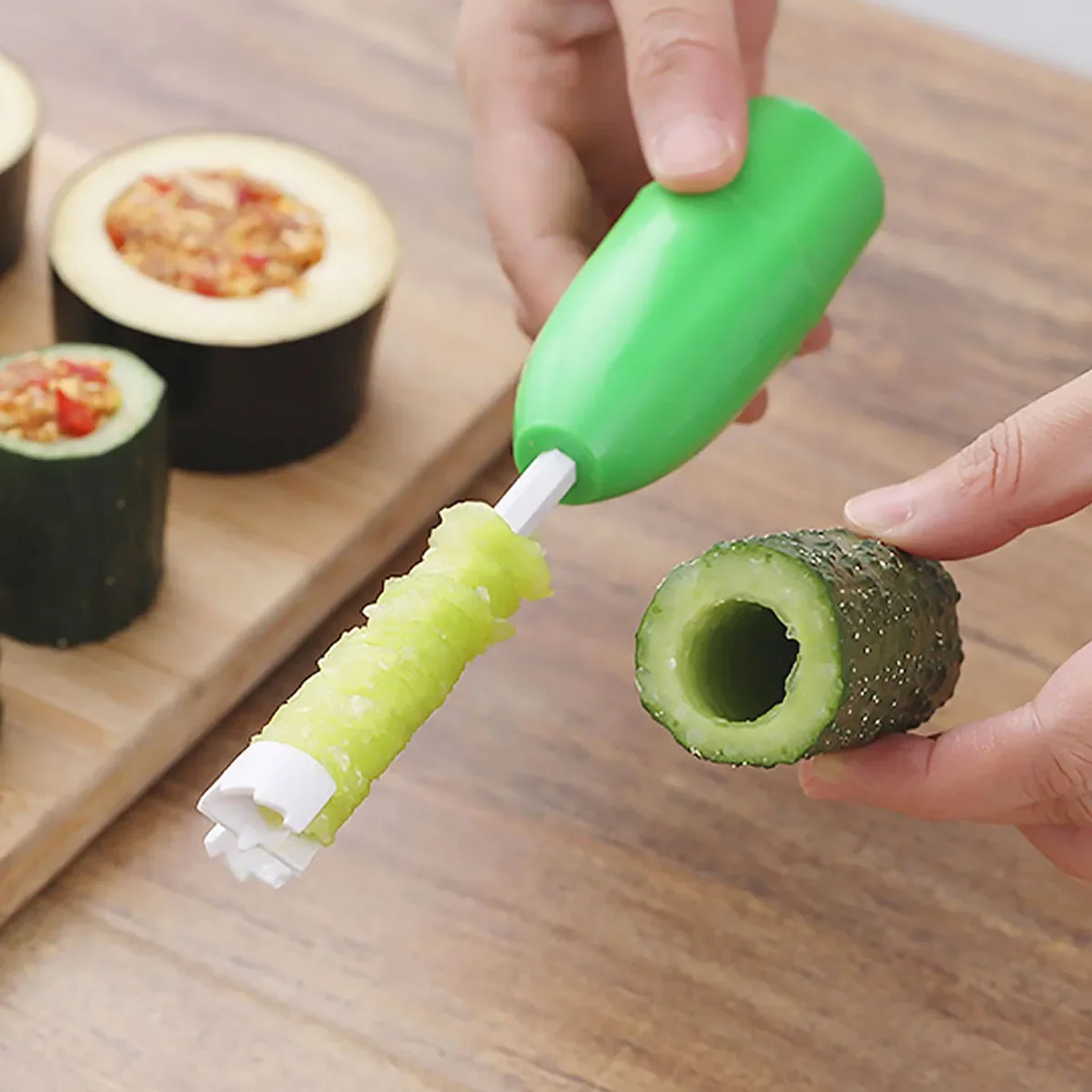 Vegetable Corer and Spiral Cutter Tool with Replaceable Stainless Steel Heads – view 6