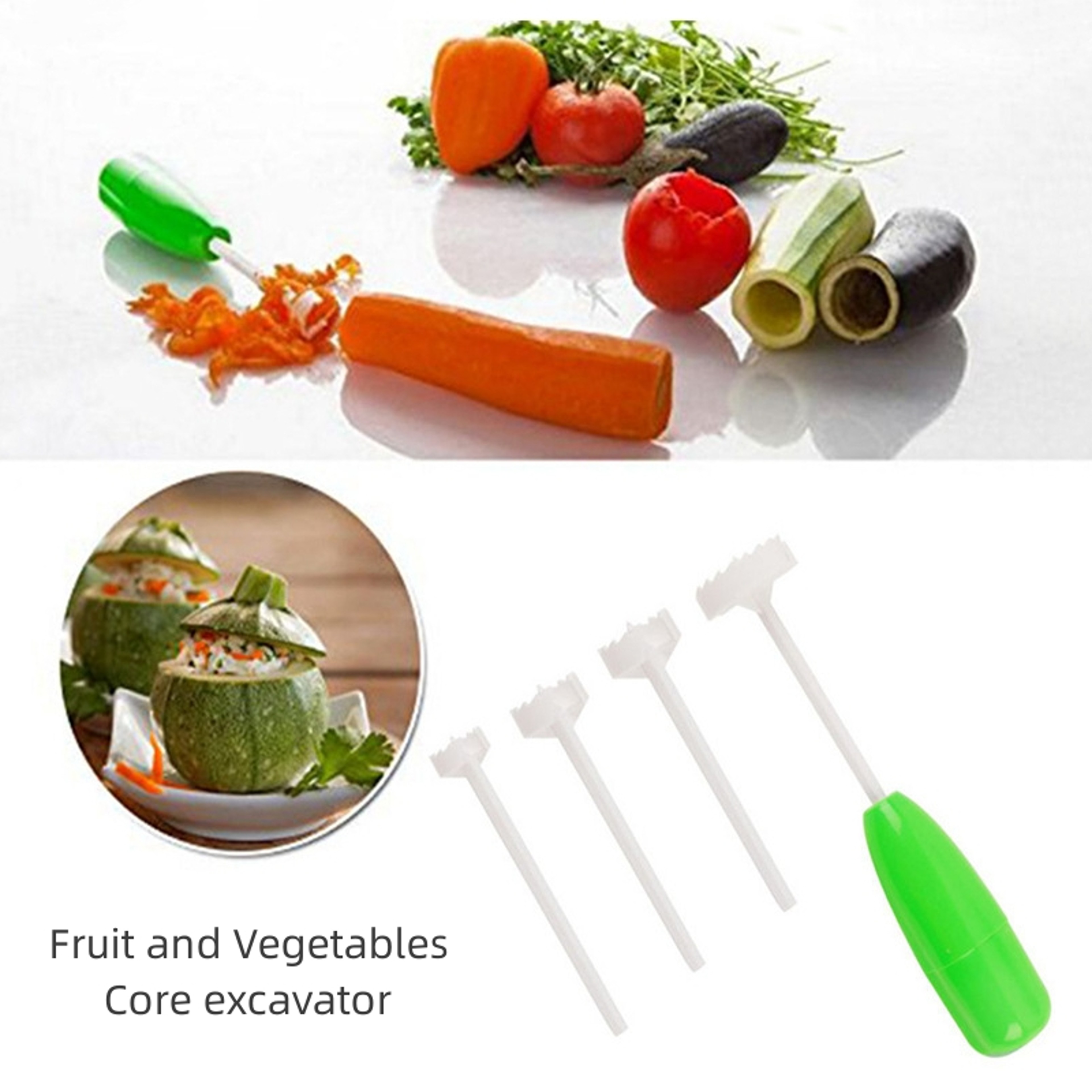 Stuffed Veggie Core Remover Set  Vegetable Corer  Zucchini Corer Kitchen Tool 1