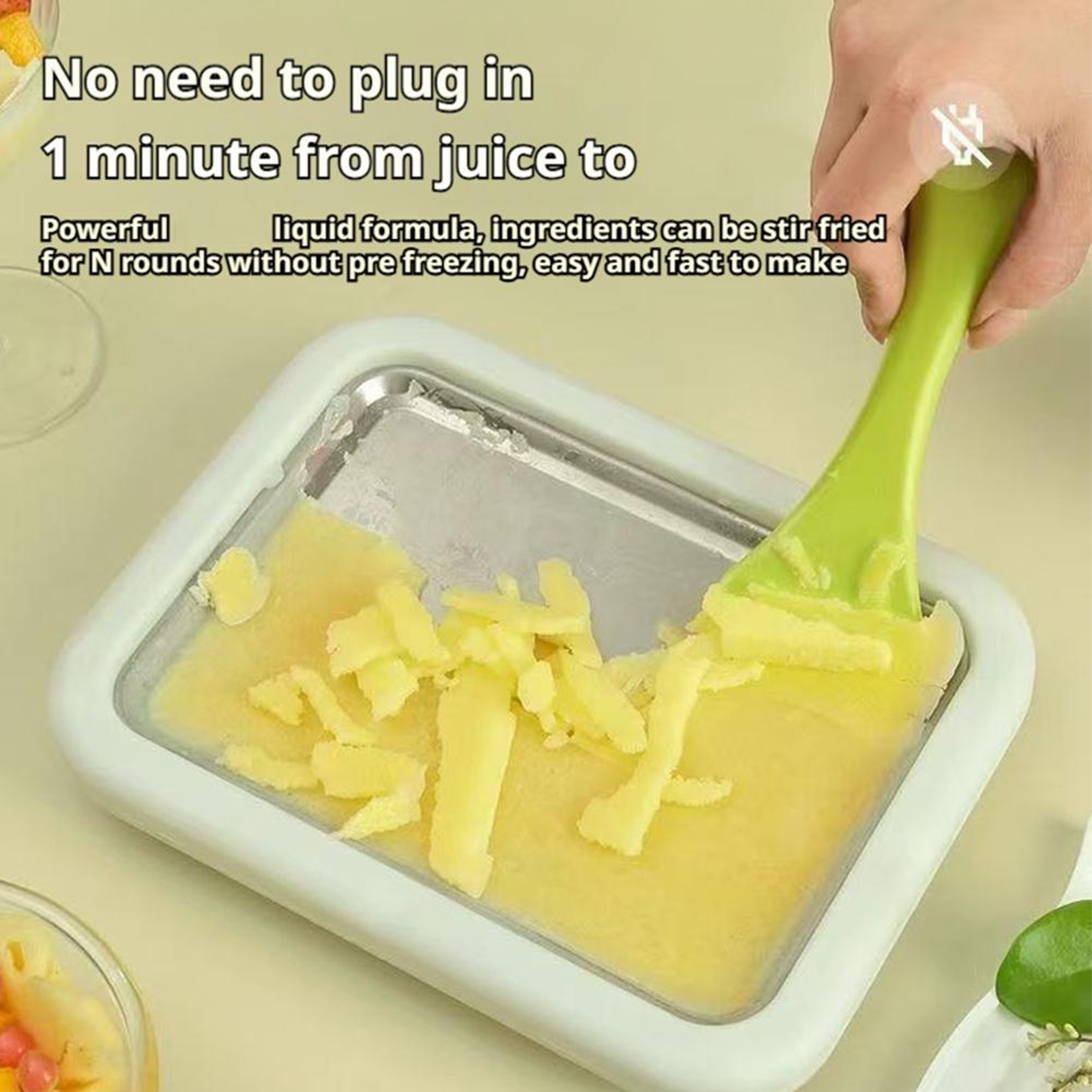 Instant Rolled Ice Cream Maker Cold Plate Kit with Scrapers for DIY Frozen Yogurt & Sorbet – view 4