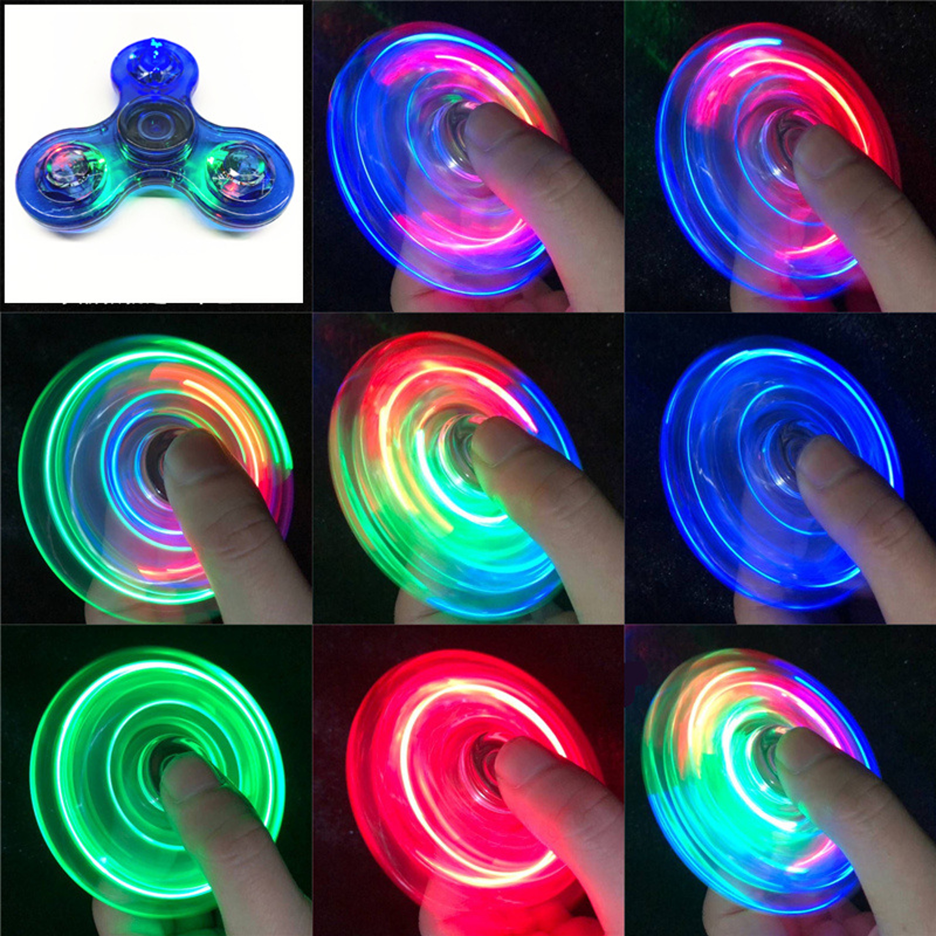 Crystal Luminous LED Fidget Spinner Glow In Dark Hand Spinner EDC Stress Relief Toy  Kinetic Gyrosc 8