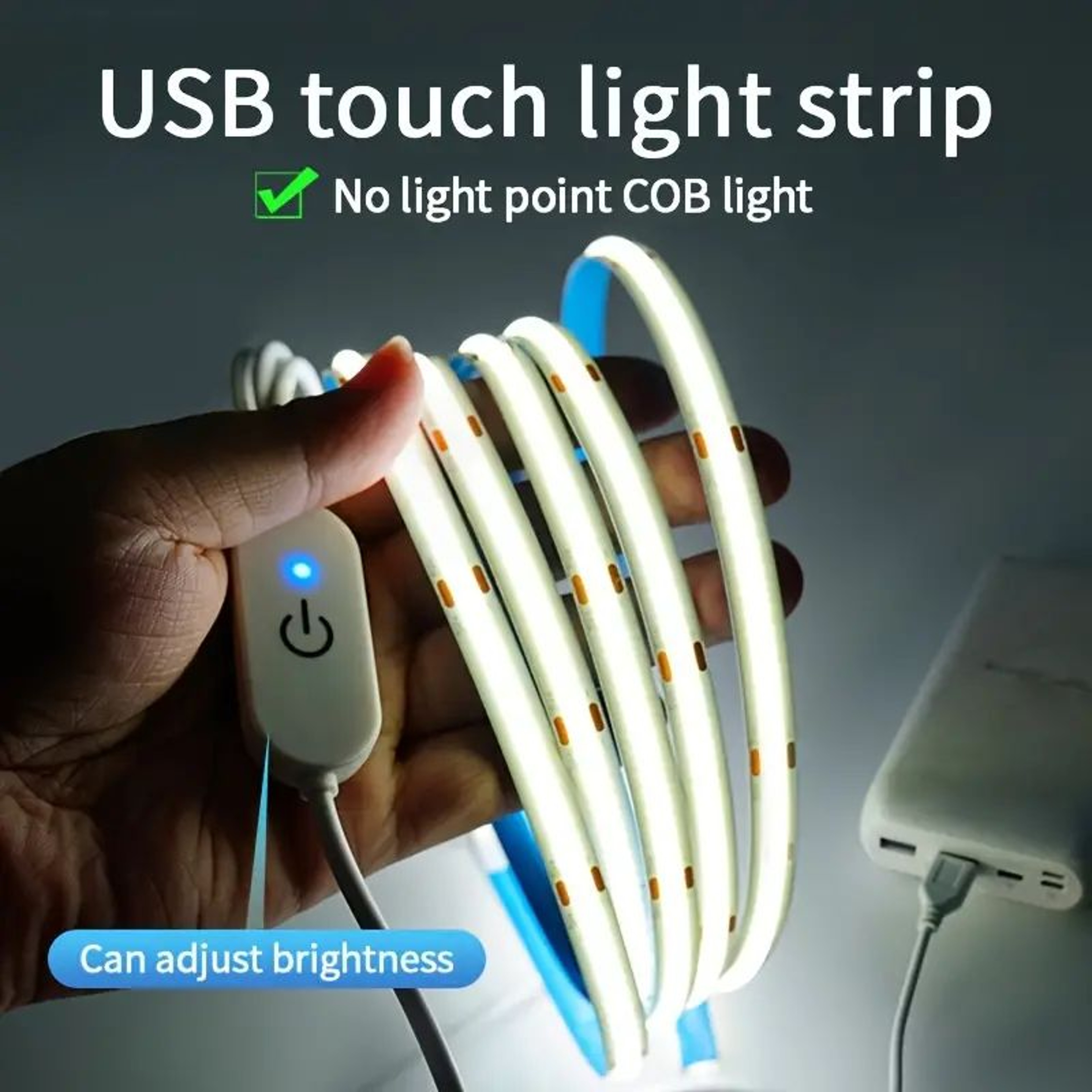 USB 5V COB LED Light Strip Flexible Touch Dimmer Diode Tape For DIY Room TV Mirror Backlight  Wall  0