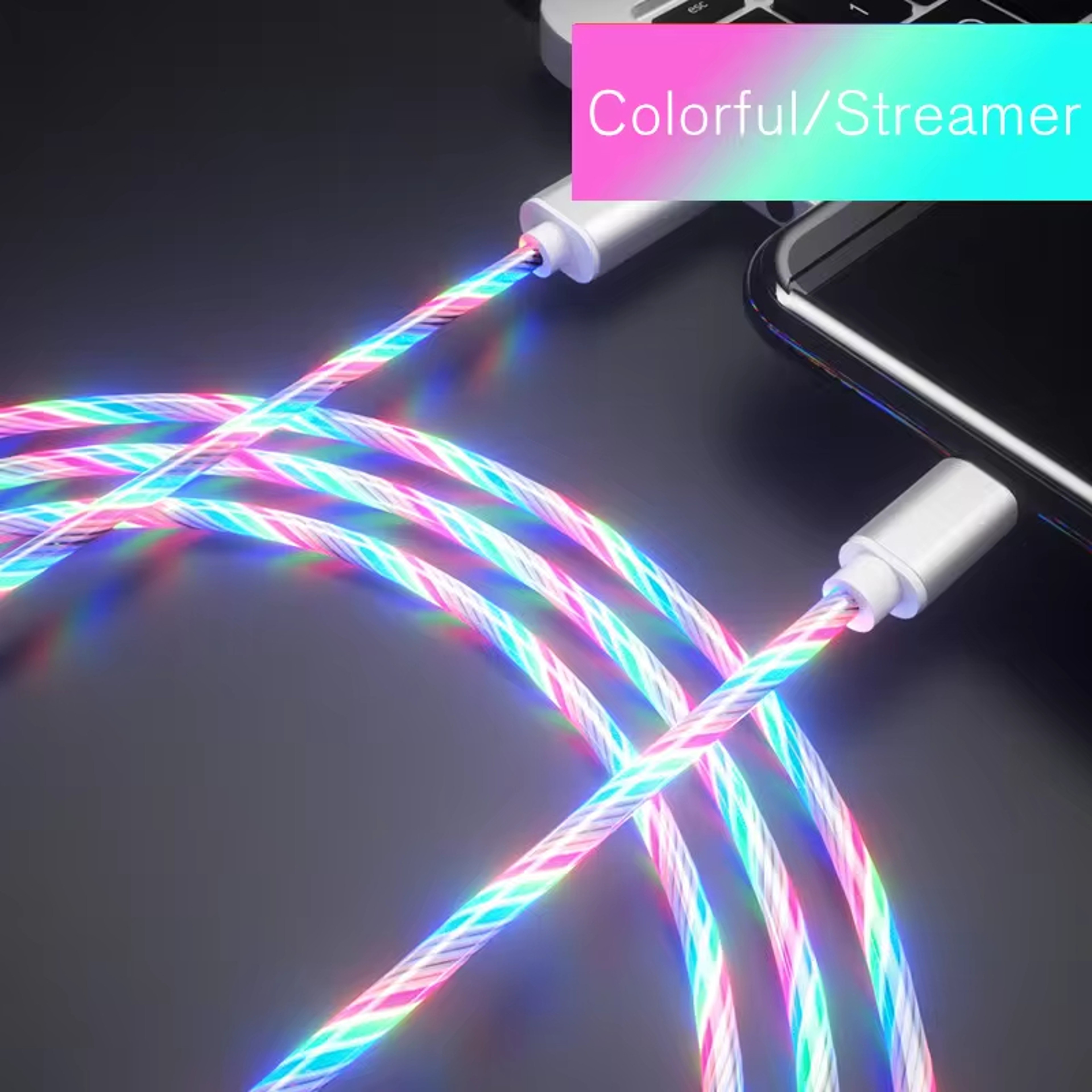 Glowing LED Charging Cable, Type C Fast Charger for iPhone, Samsung, Xiaomi & More – view 1