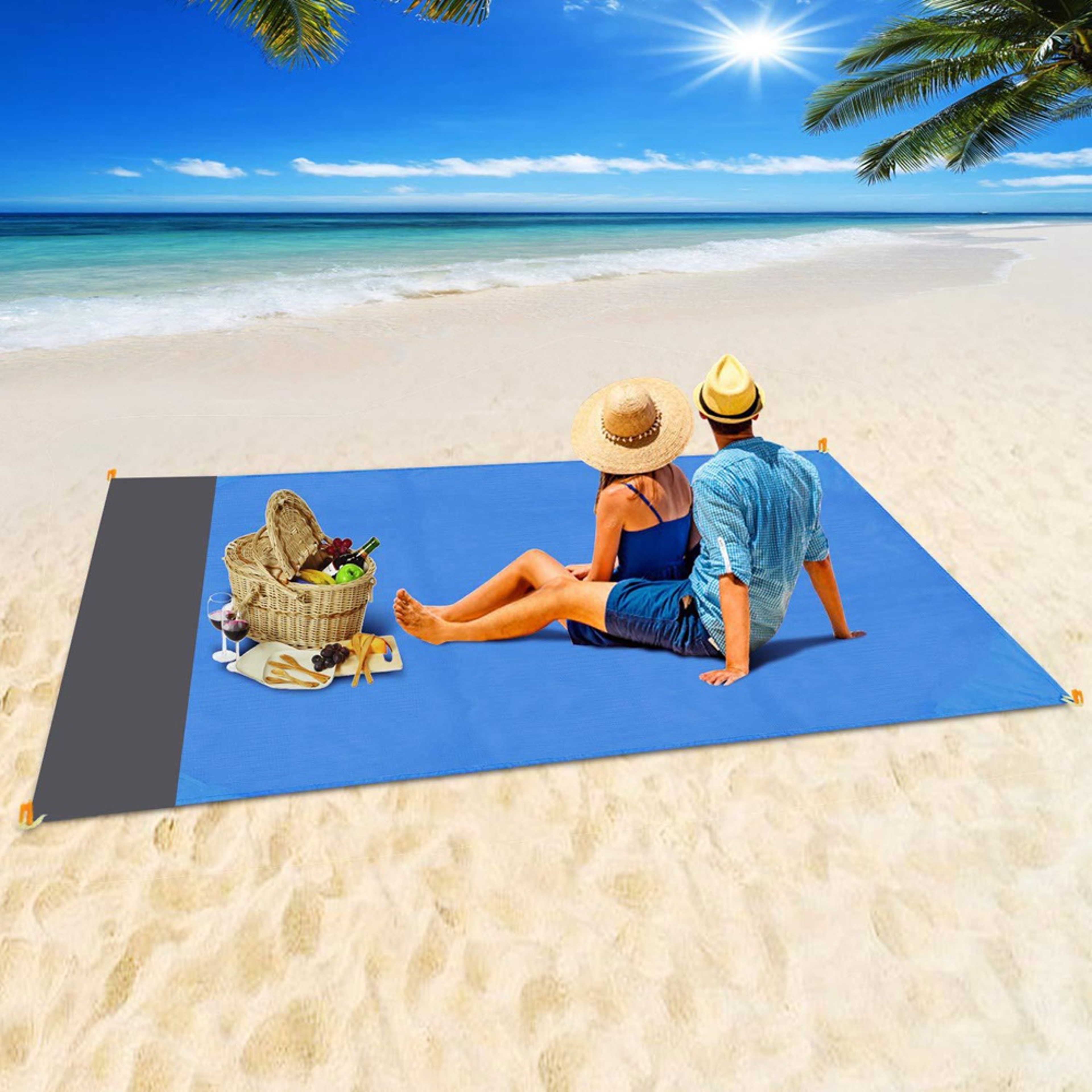 Fashion No Sand Beach Towels Mat Anti Sand Beach Blanket Oversized Pocket Picnic  Camping Windproof 0