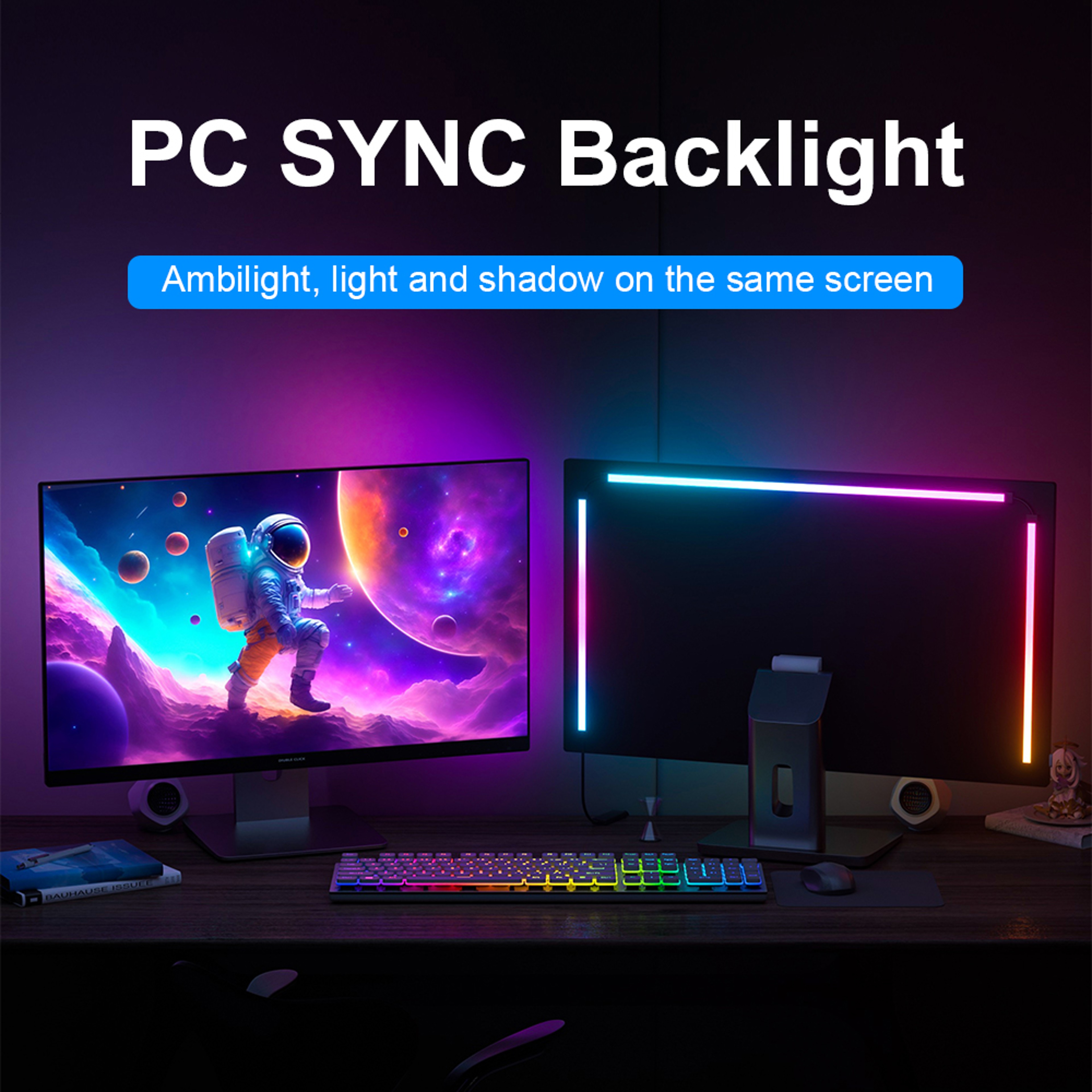 Smart Ambient TV PC Display Sync LED Strip Light RGB ColorChanging Backlight For Monitors DIY Gamin 1
