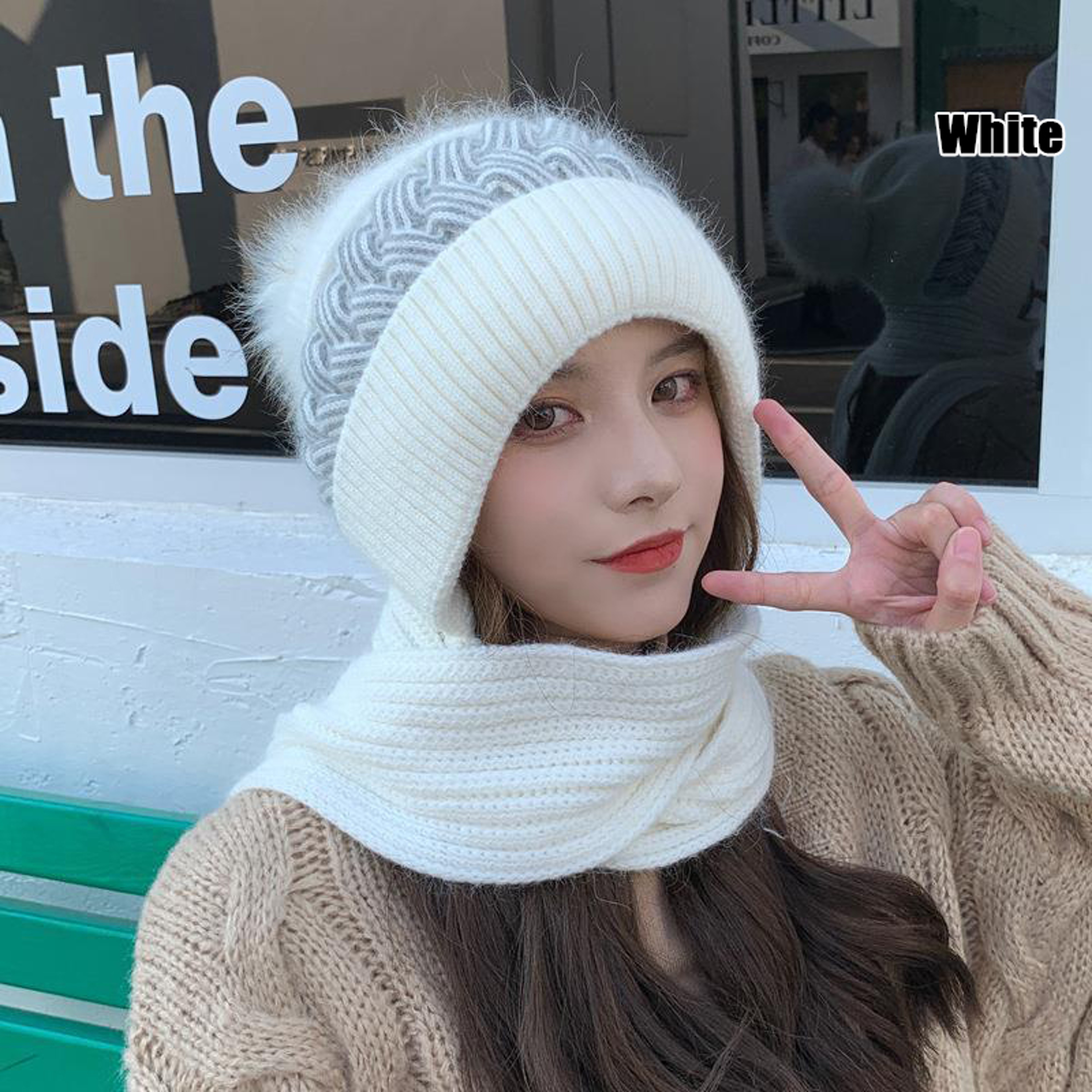 Knitted Scarf Beanie, Womens Winter Neck Warmer, Lovely Cold Protective Ear Protection – view 11