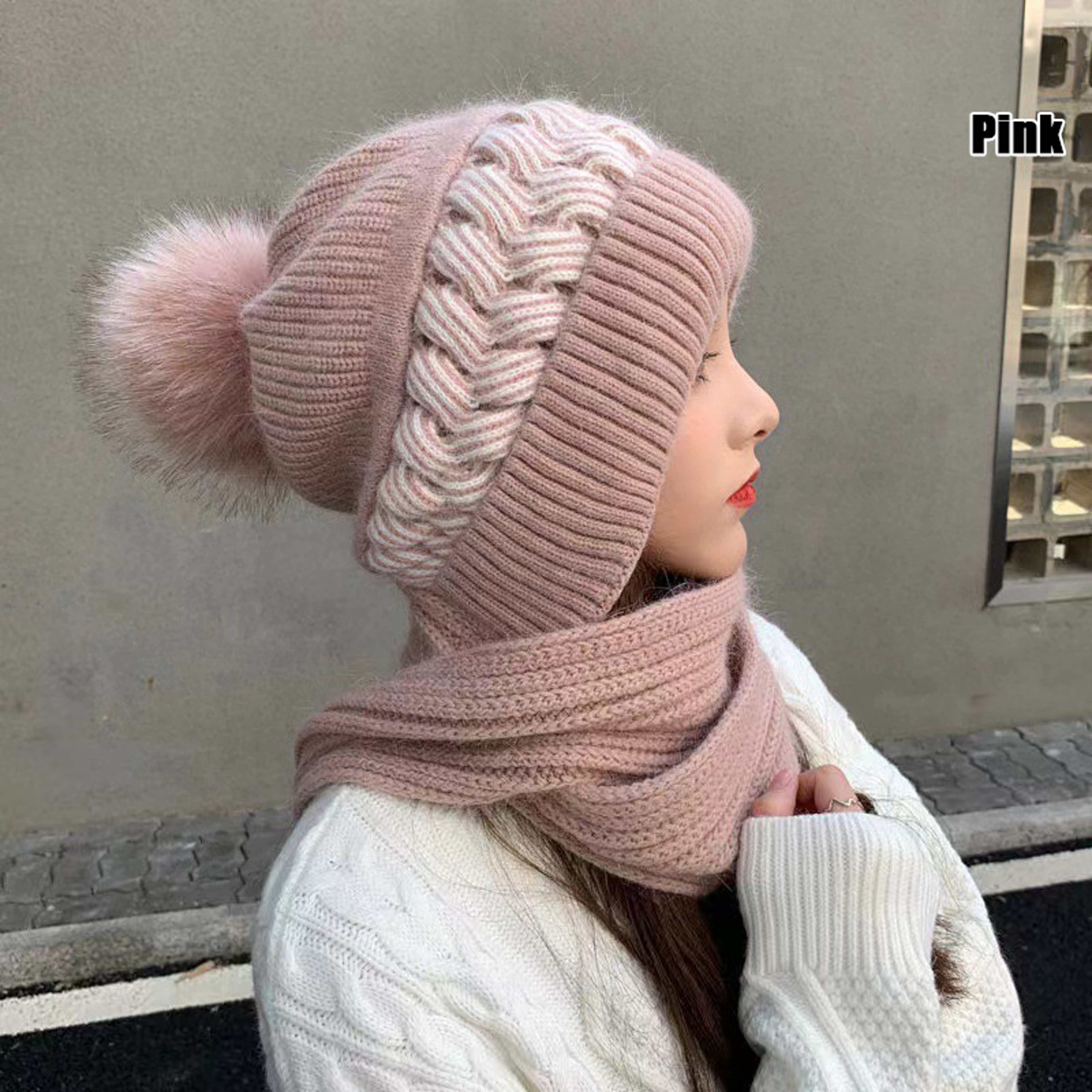 Knitted Scarf Beanie, Womens Winter Neck Warmer, Lovely Cold Protective Ear Protection – view 12
