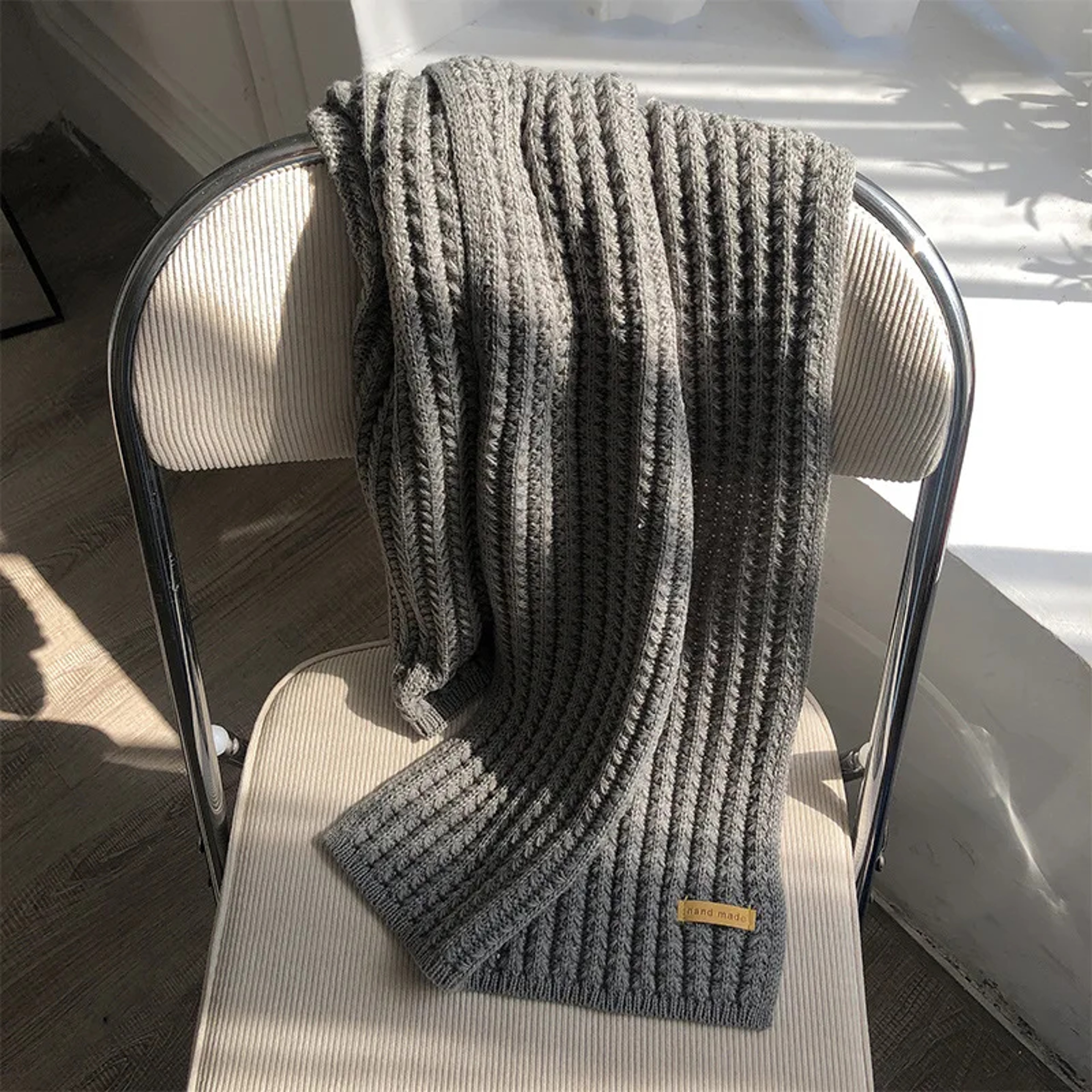Thick Cable Knit Scarf, Chunky Winter Wrap for Women and Men, Luxury Feel Neckerchief for Travel – view 5