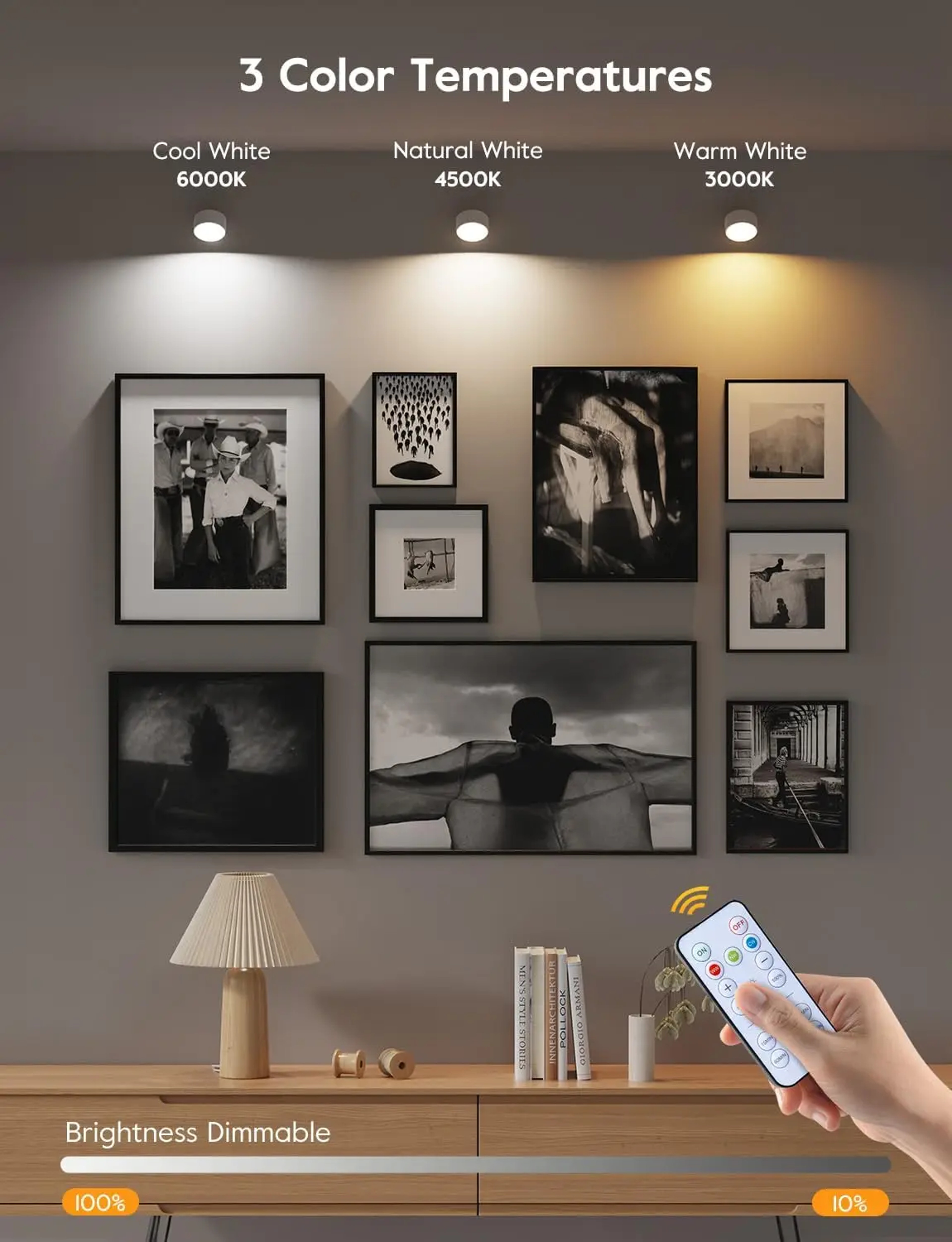 Rechargeable Dimmable LED Magnetic Wall Sconce Lights Wall Mounted Lights With Remote 2