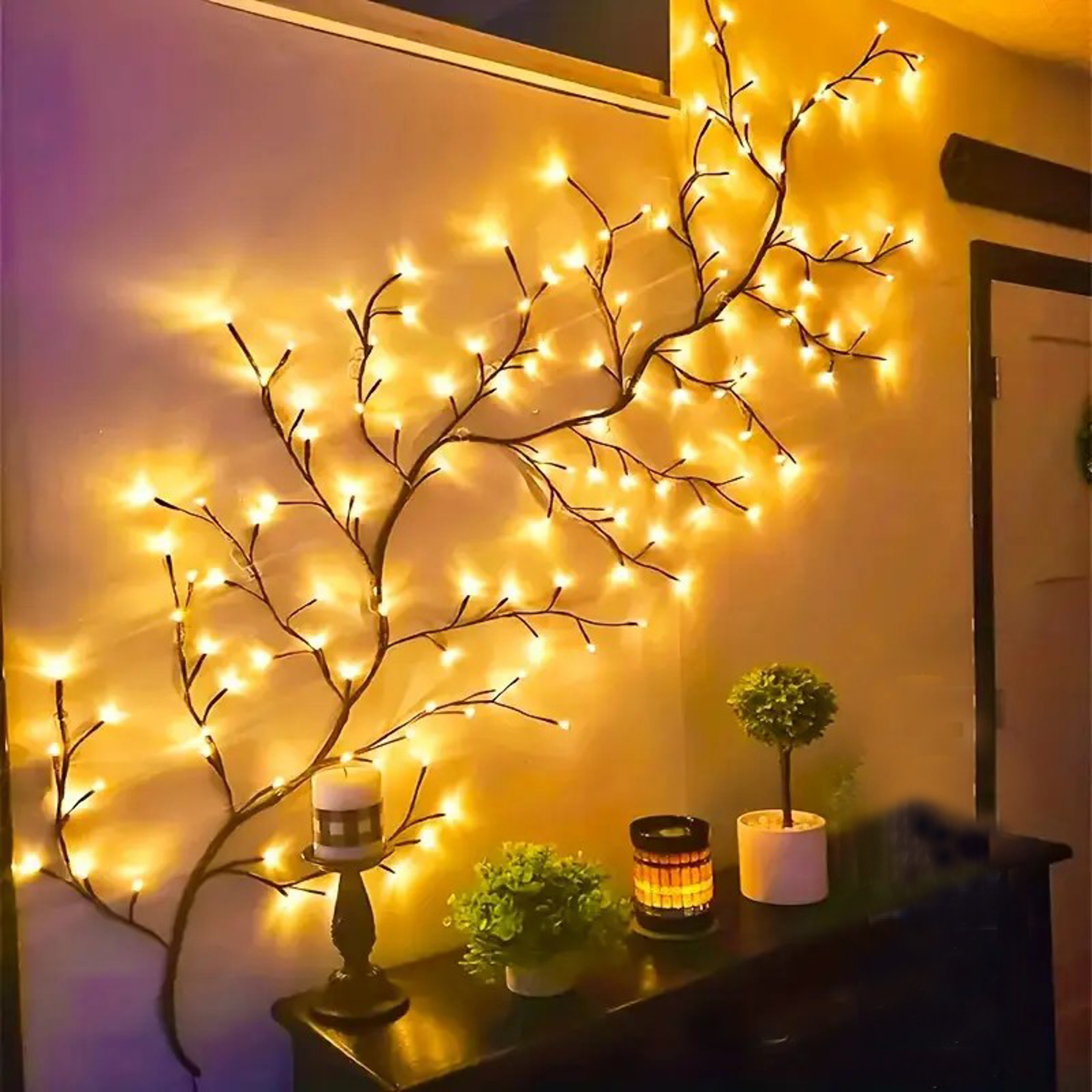 Willow Vine Branch Lights Warm White Light, LED USB Wall Decoration Lights for Room Wedding Decor – view 1