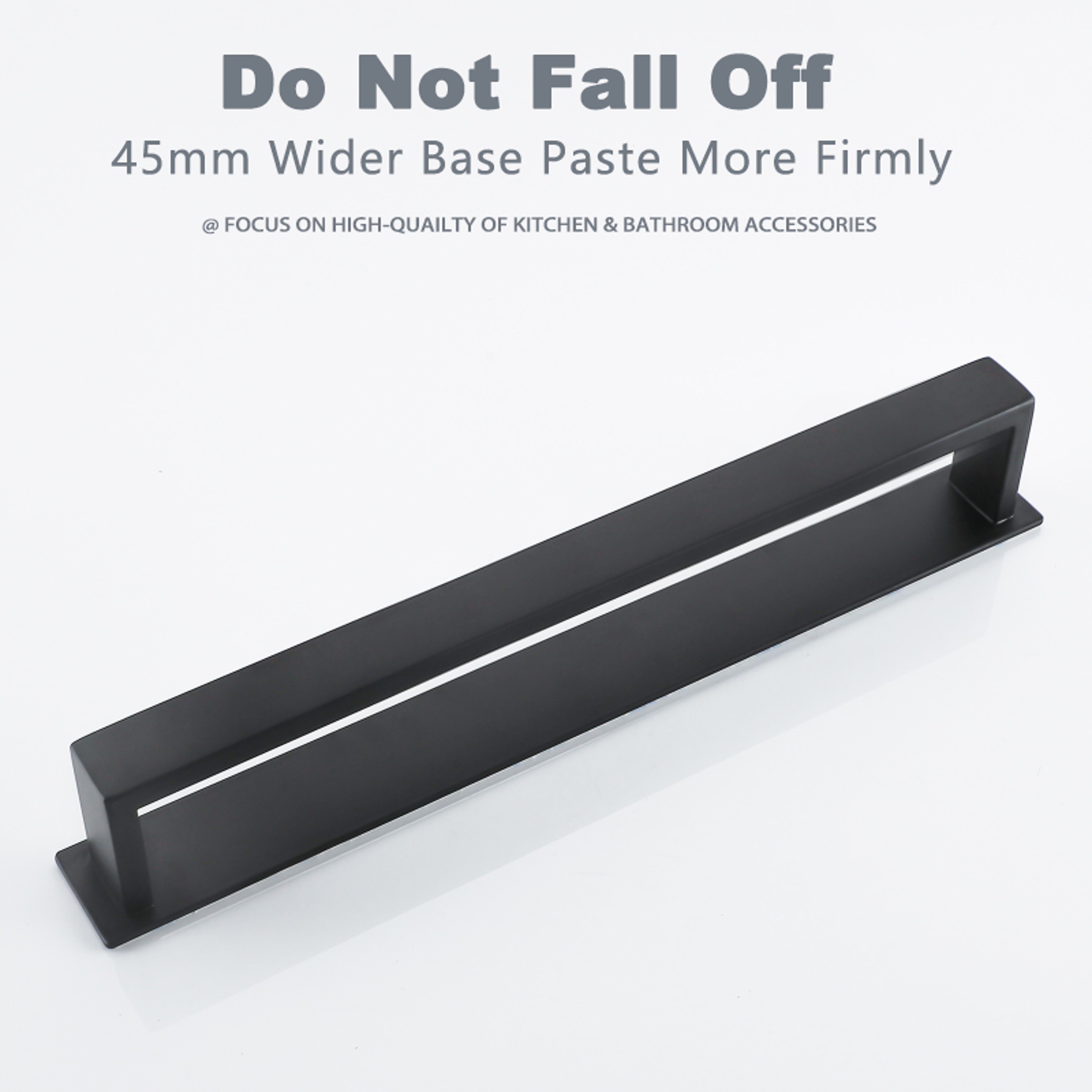 No Drill Black Stainless Steel Towel Holder Self Adhesive Bathroom Towel Rack Wall Shower Shelf 4