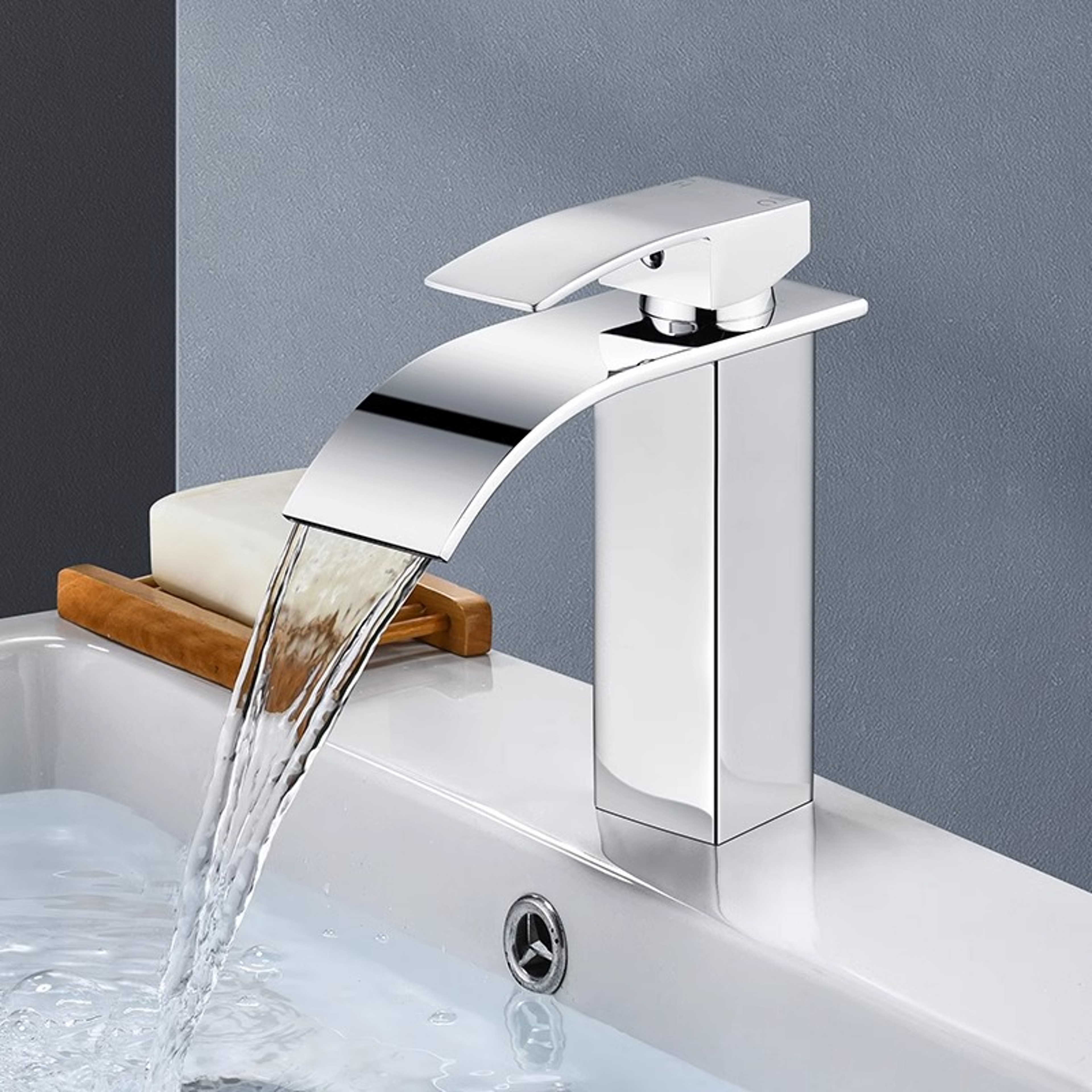 Stainless Steel Waterfall Wash Basin Black High And Low Faucet Hot And Cold Toilet Sink For Bathroo 7