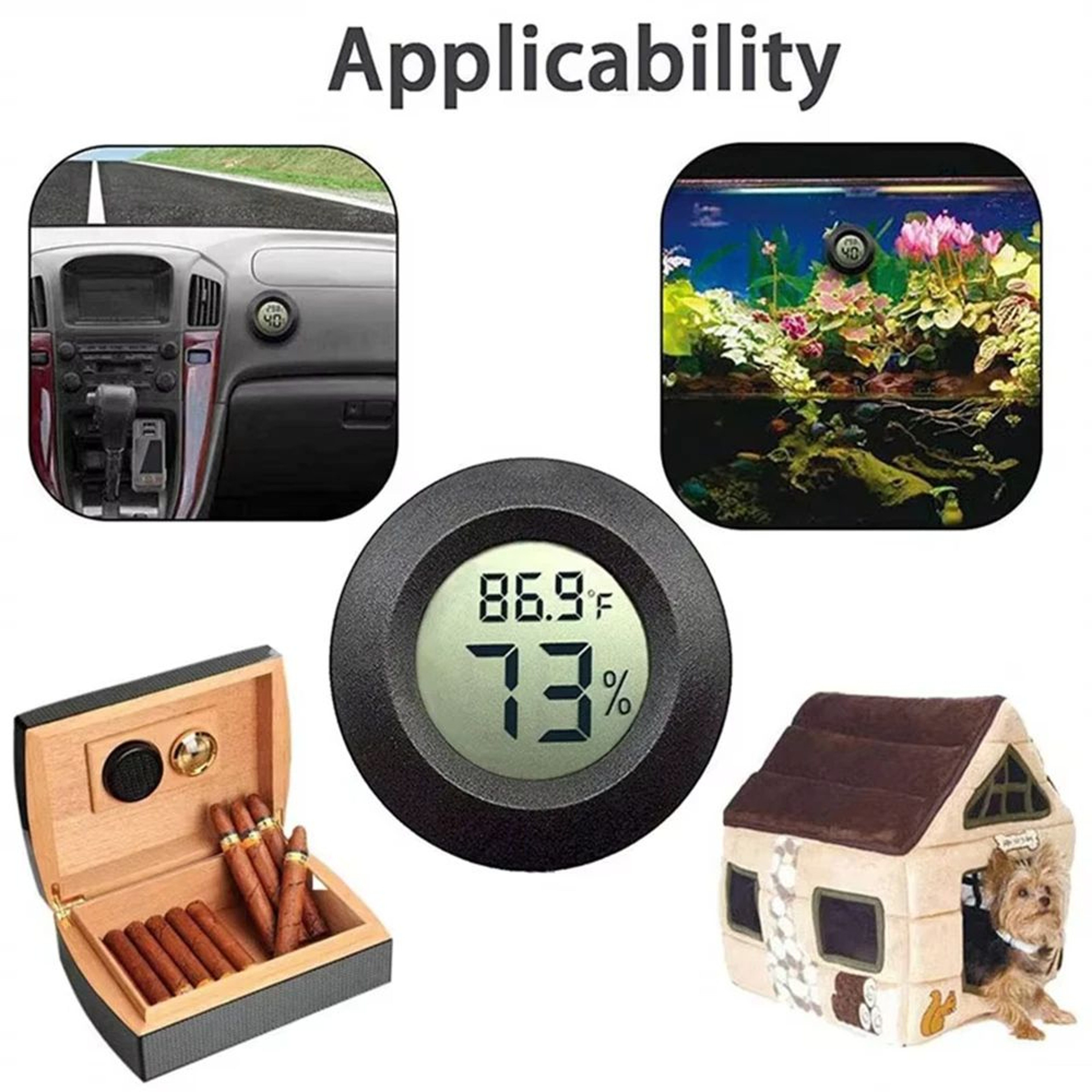 Mini Hygrometer Thermometer Round Digital LCD Monitor For Indoor Room Fahrenheit  Celsius Humidity  0