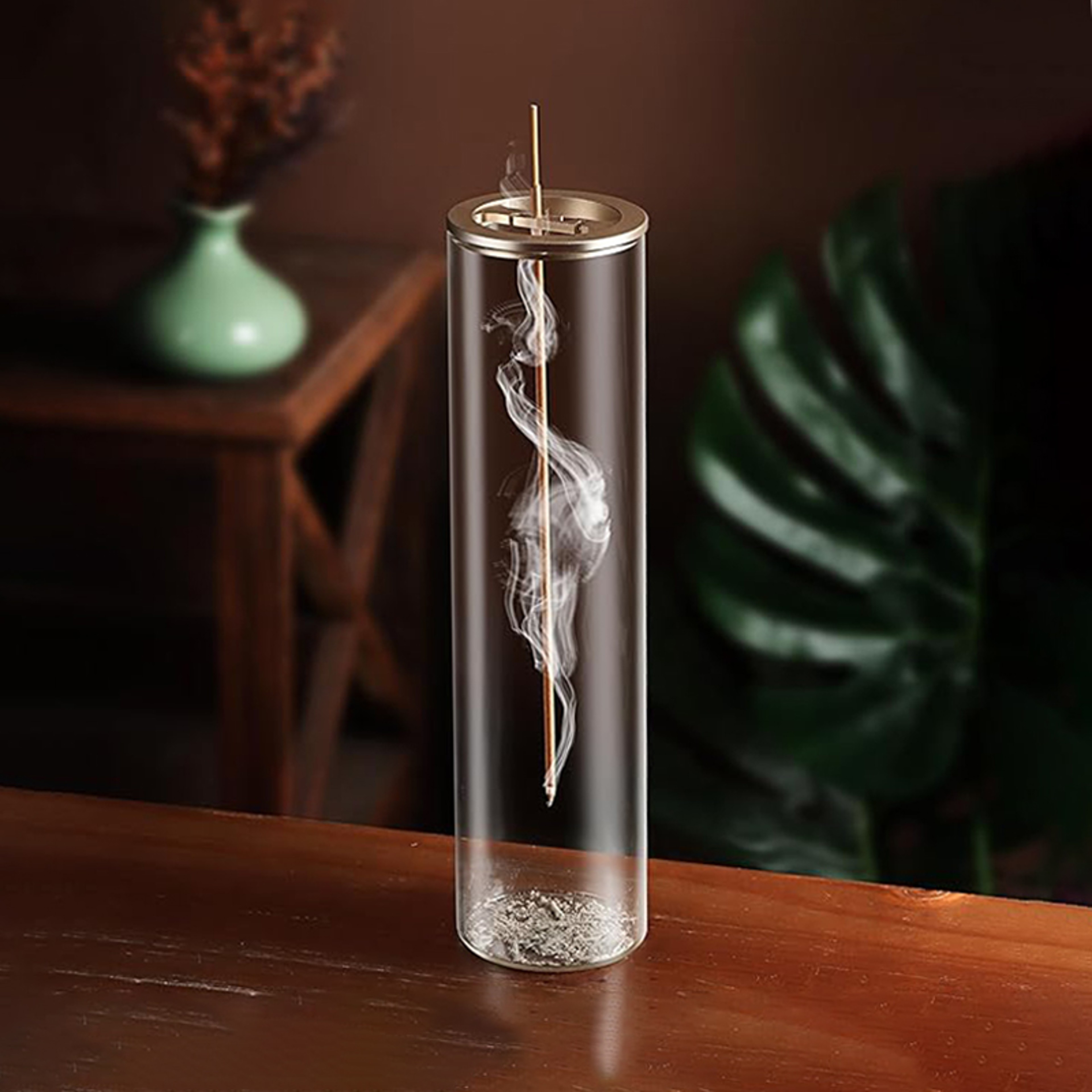 Modern Glass Incense Burner With AntiAsh Flying Design Removable Ash Catcher For Home Decor  Medita 0