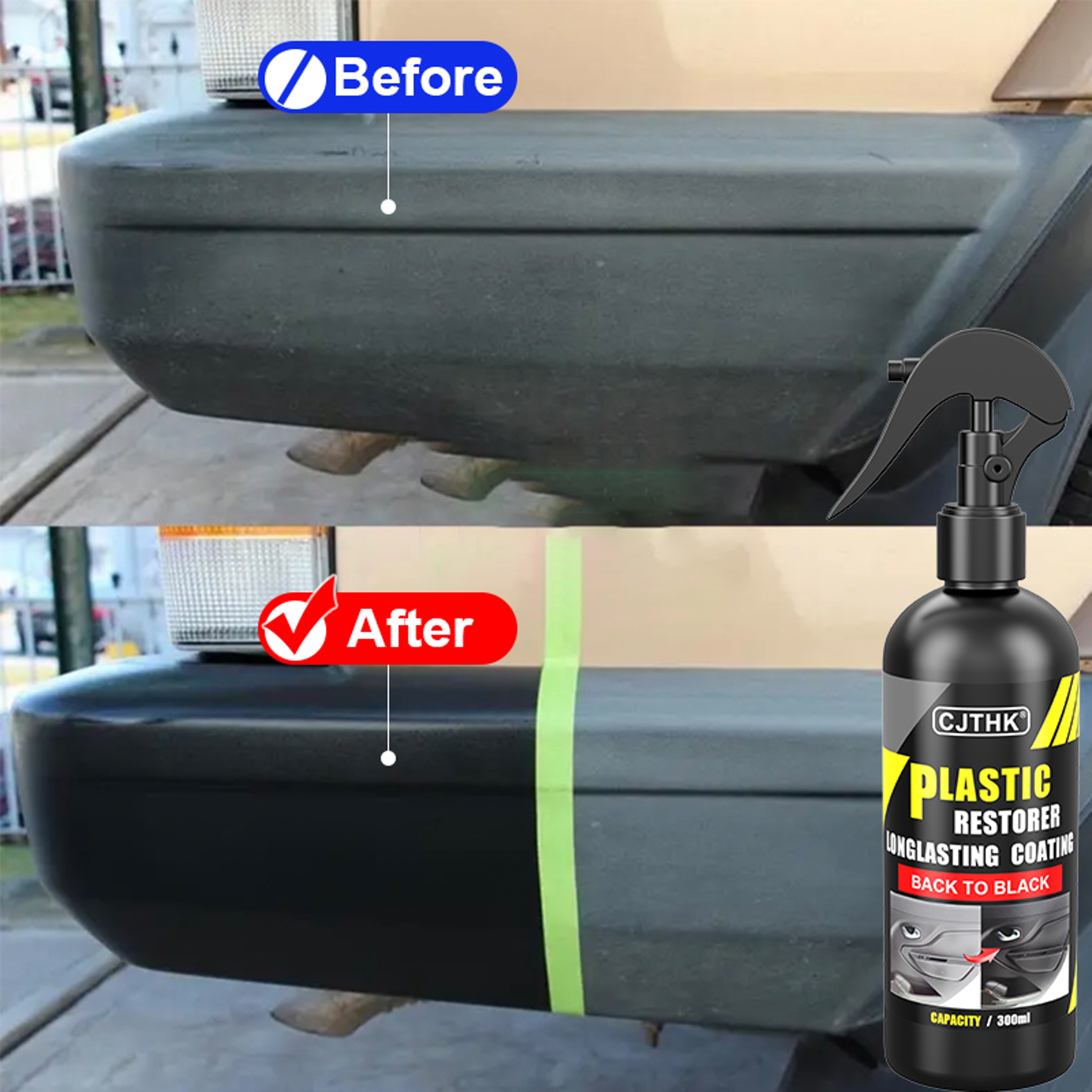 Professional Plastic Restorer for Cars UVResistant Black Shine Coating for Faded Bumpers Dash  E