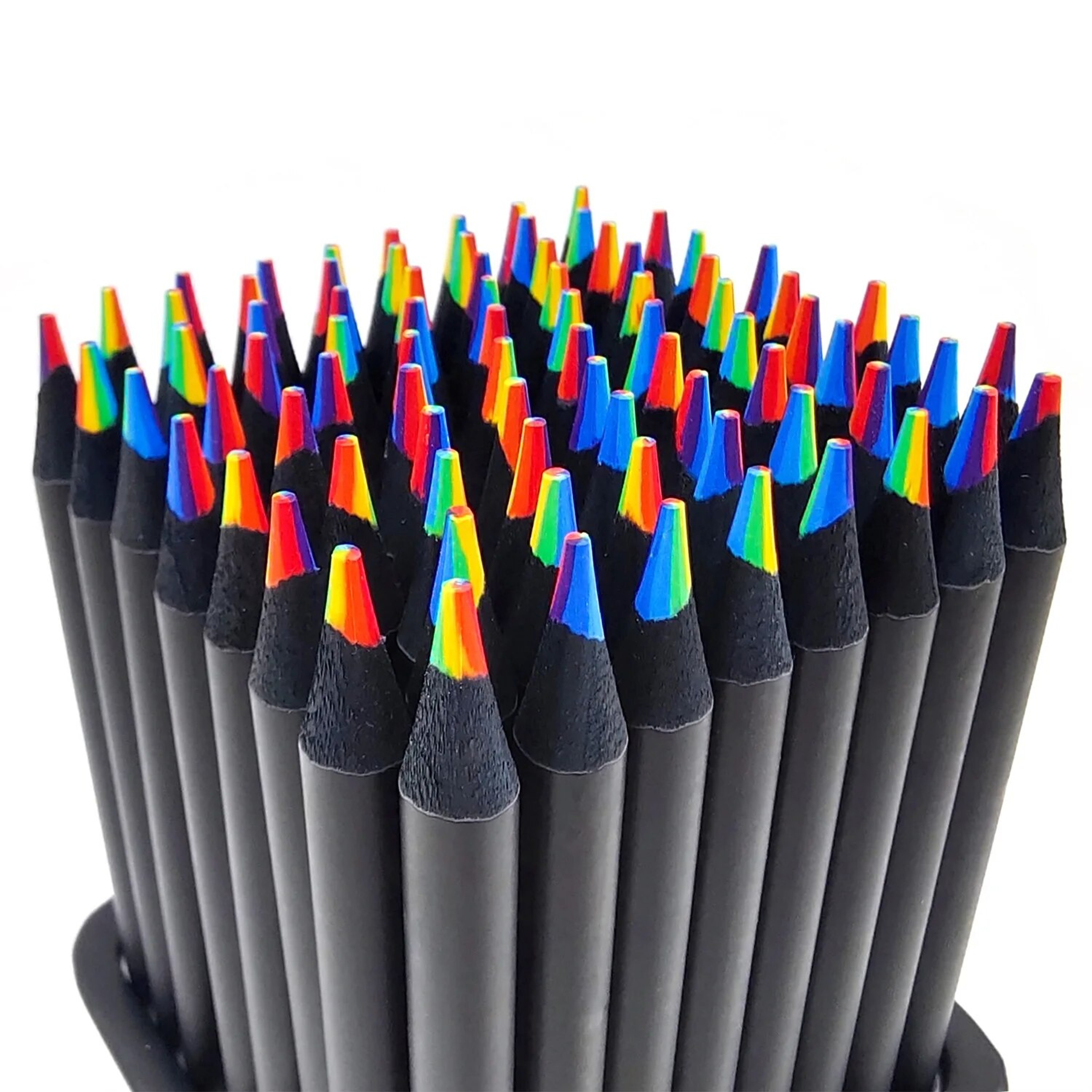 7in1 Rainbow Drawing Pencils Colored Black Wood Pencils for Sketching Doodling Coloring  Paint