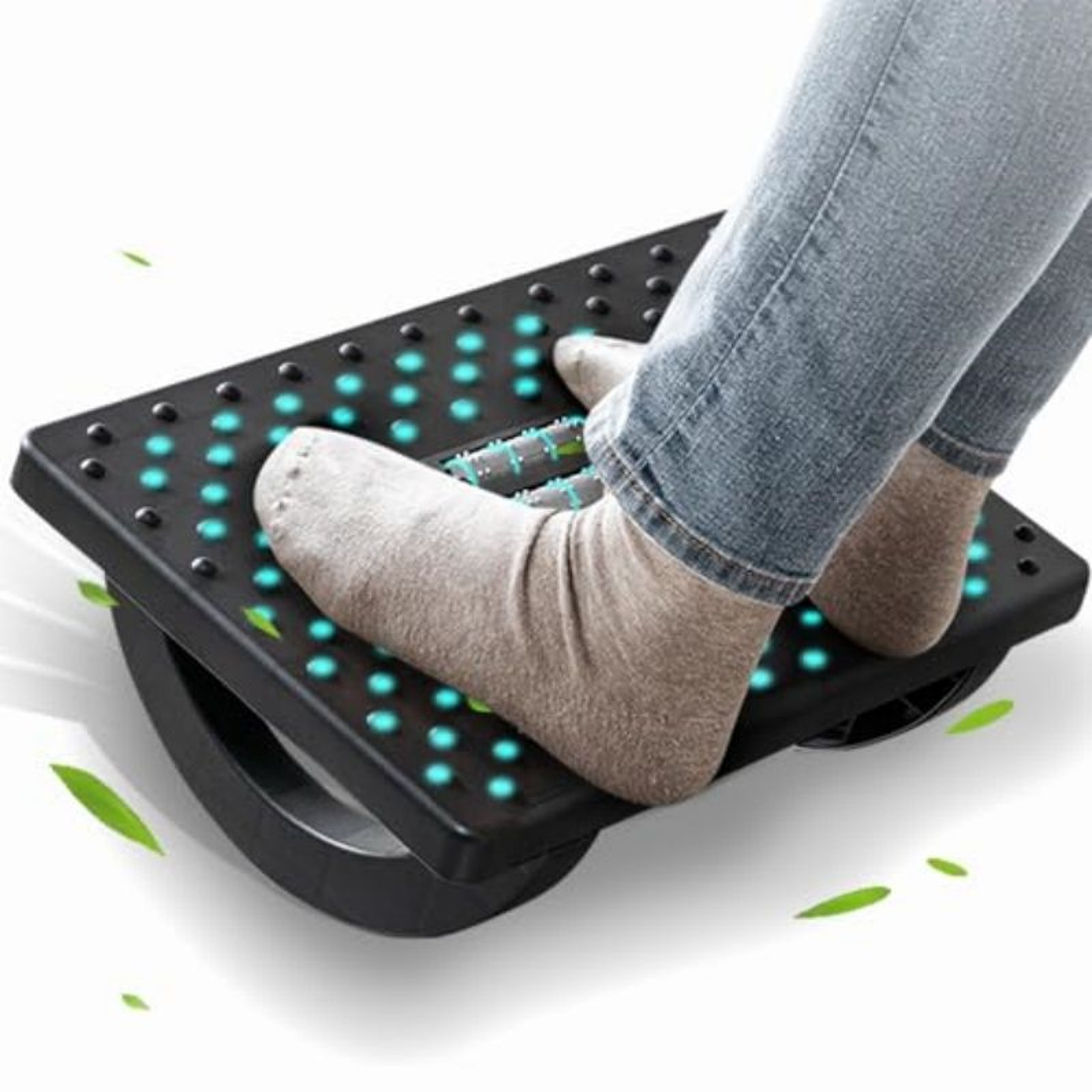 Adjustable Ergonomic Footrest with Massage Rollers Portable UnderDesk Foot Stool for Home Office C
