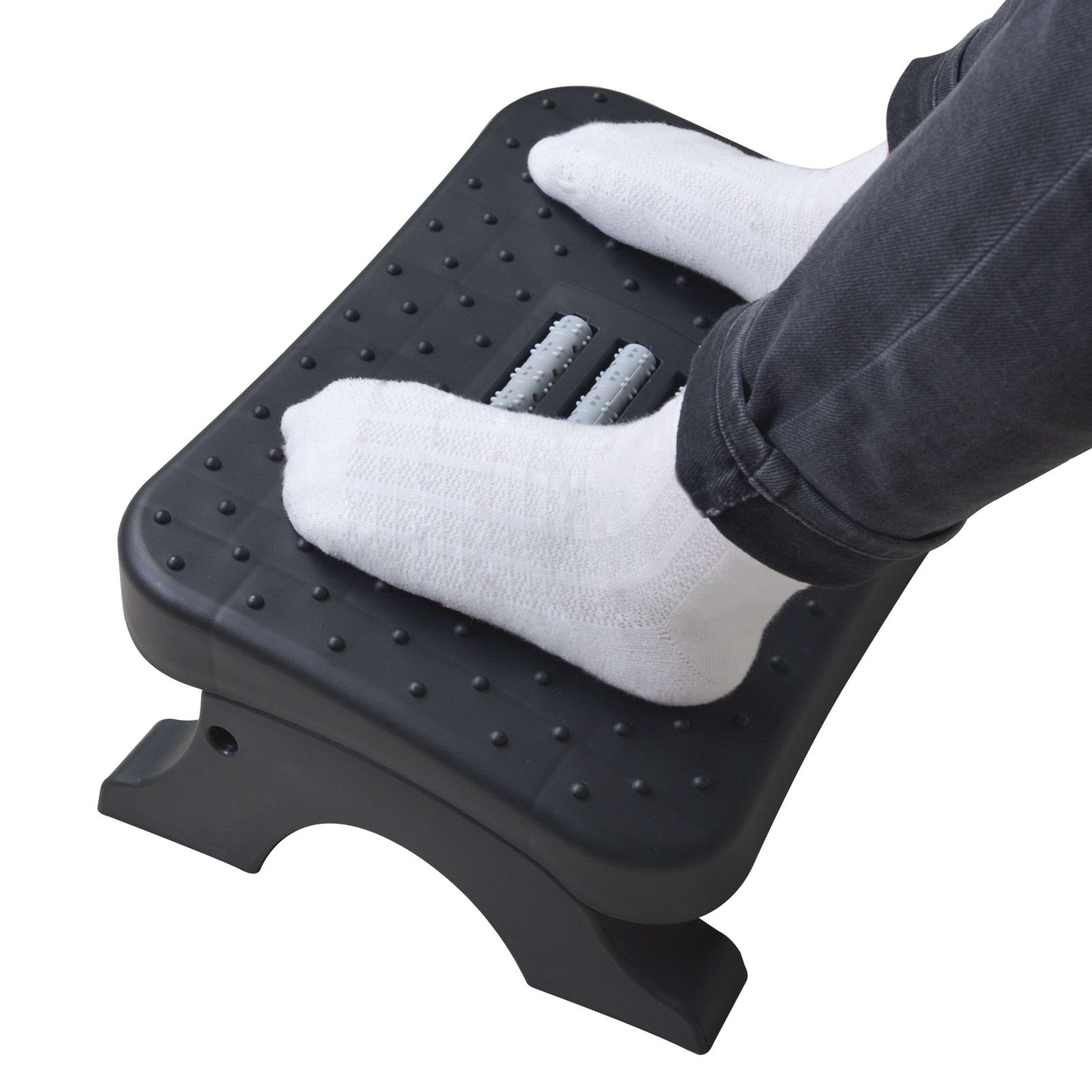 Ergonomic Under Desk Footrest with Massage Rollers Pain Relief Leg Rest for Home Office Posture Cor
