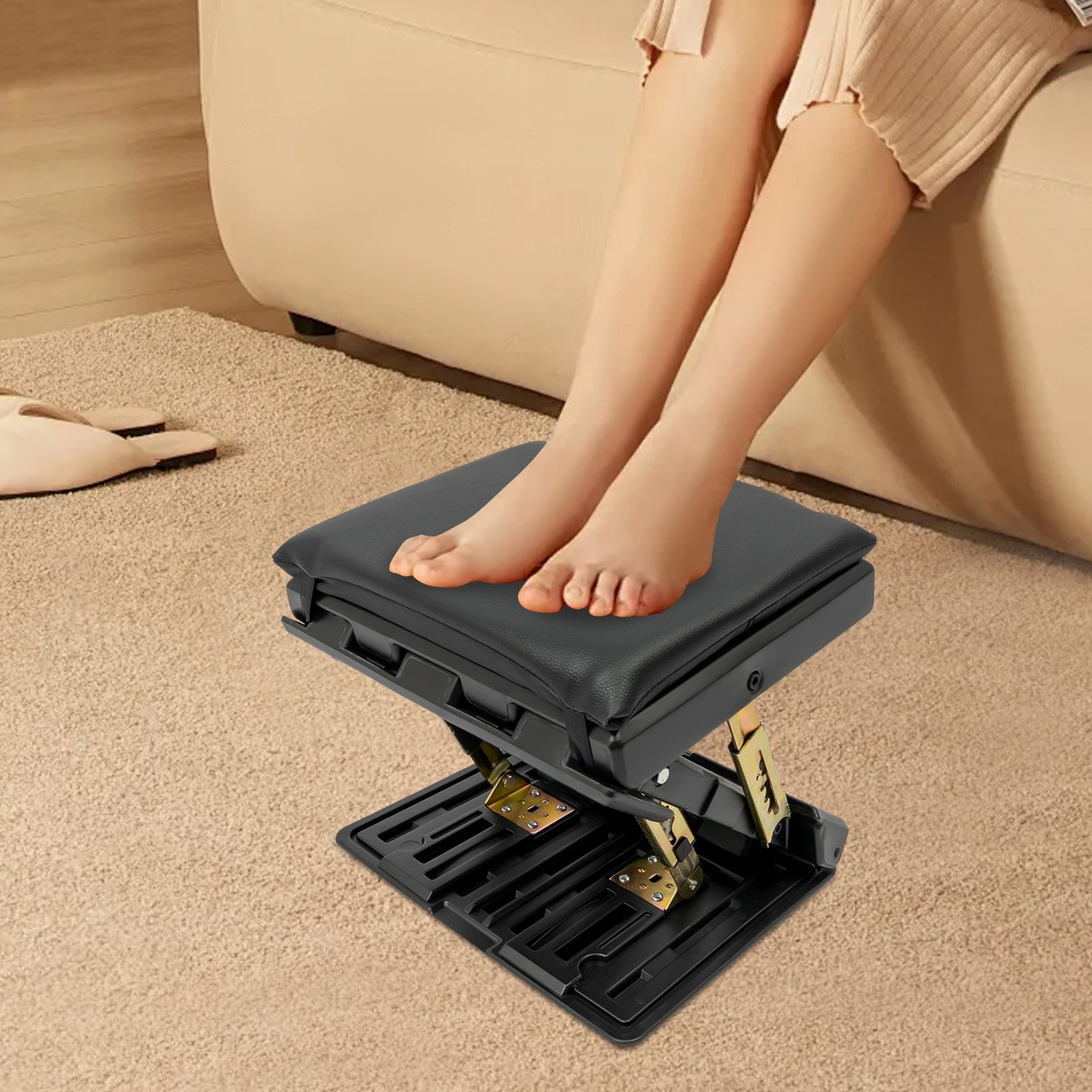 Portable Ergonomic Footstool Adjustable Height for Office Home  Travel