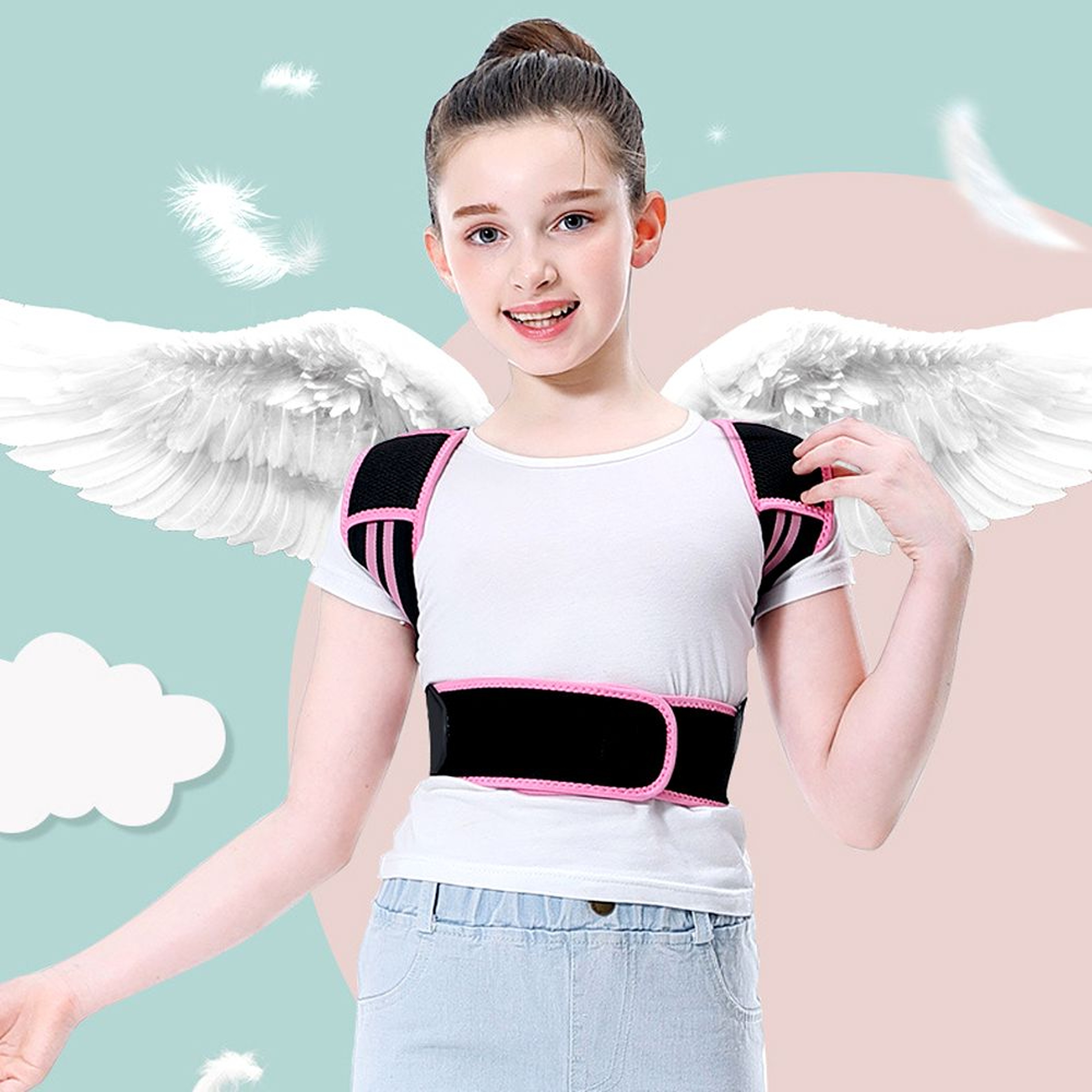 Kids Orthopedic Back Posture Corrector Adjustable Shoulder  Waist Support Belt for Teens