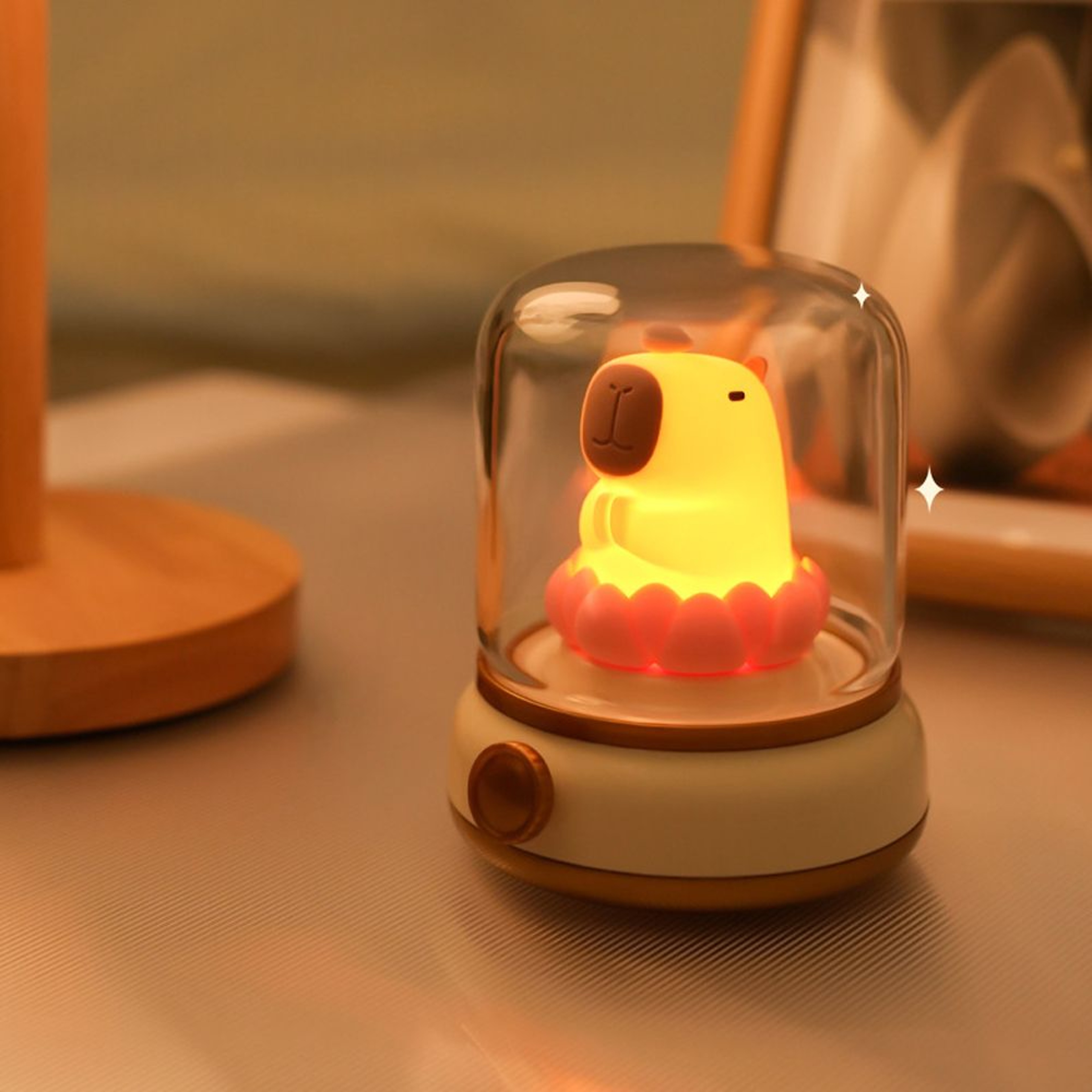 Cute Capybara Flameless Candle Night Light Dimmable 2Mode Bedside Lamp for Kid Bedroom