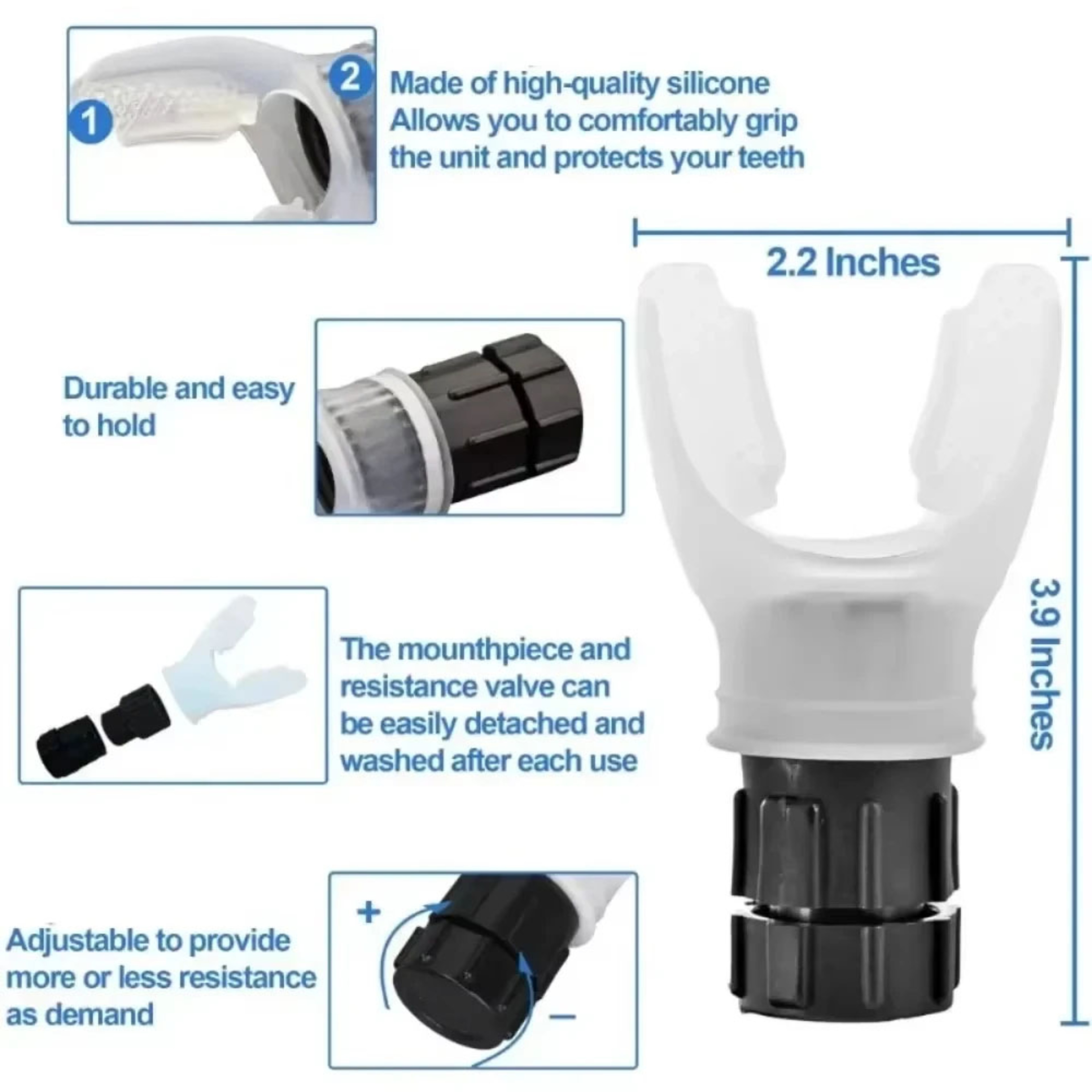 Portable Breathing Exercise Device for Lungs Adjustable Resistance Fitness Trainer for Endurance