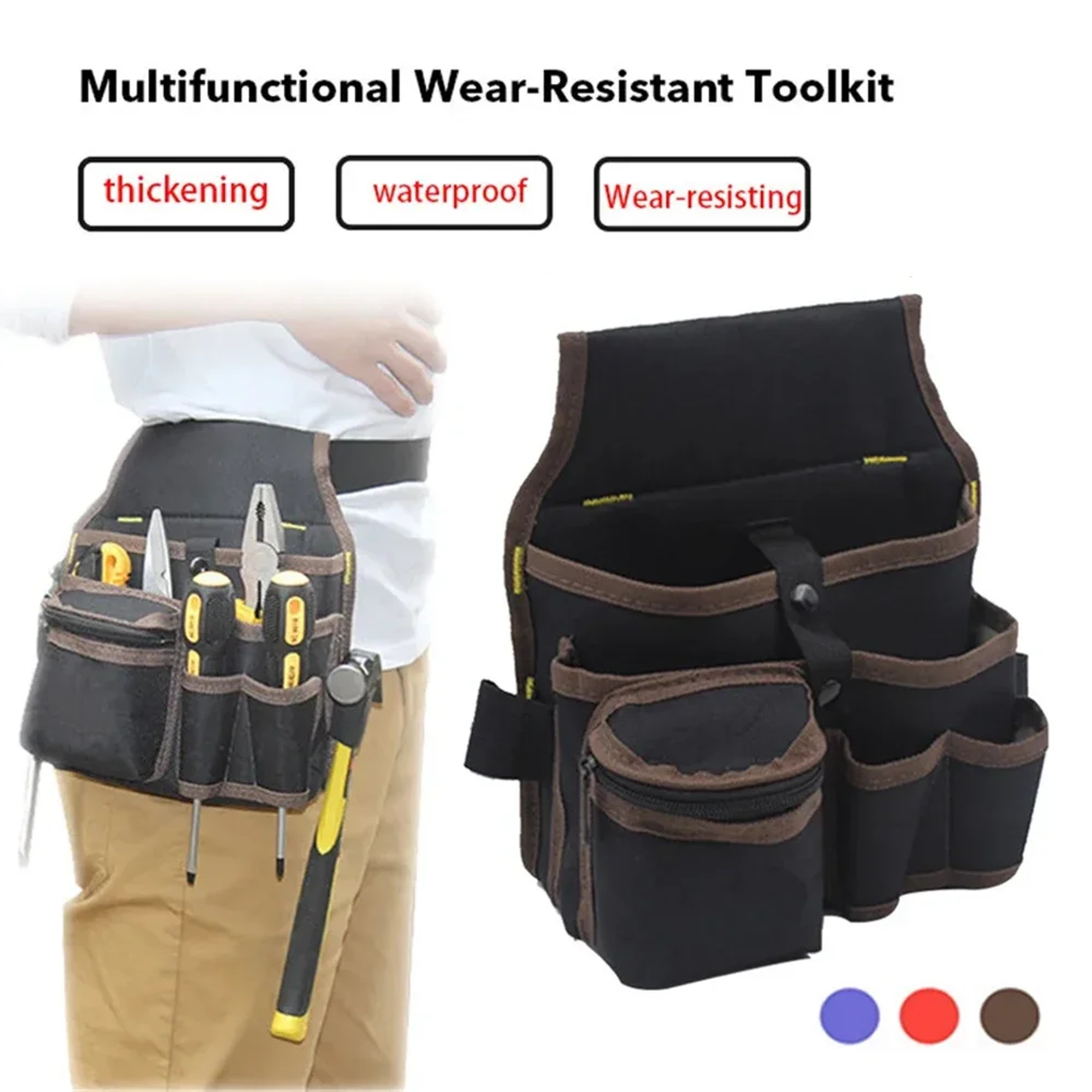 HeavyDuty Electrician Tool Storage Pouch Multifunctional Waist Belt Bag For Hardware Wrench  Drill  2