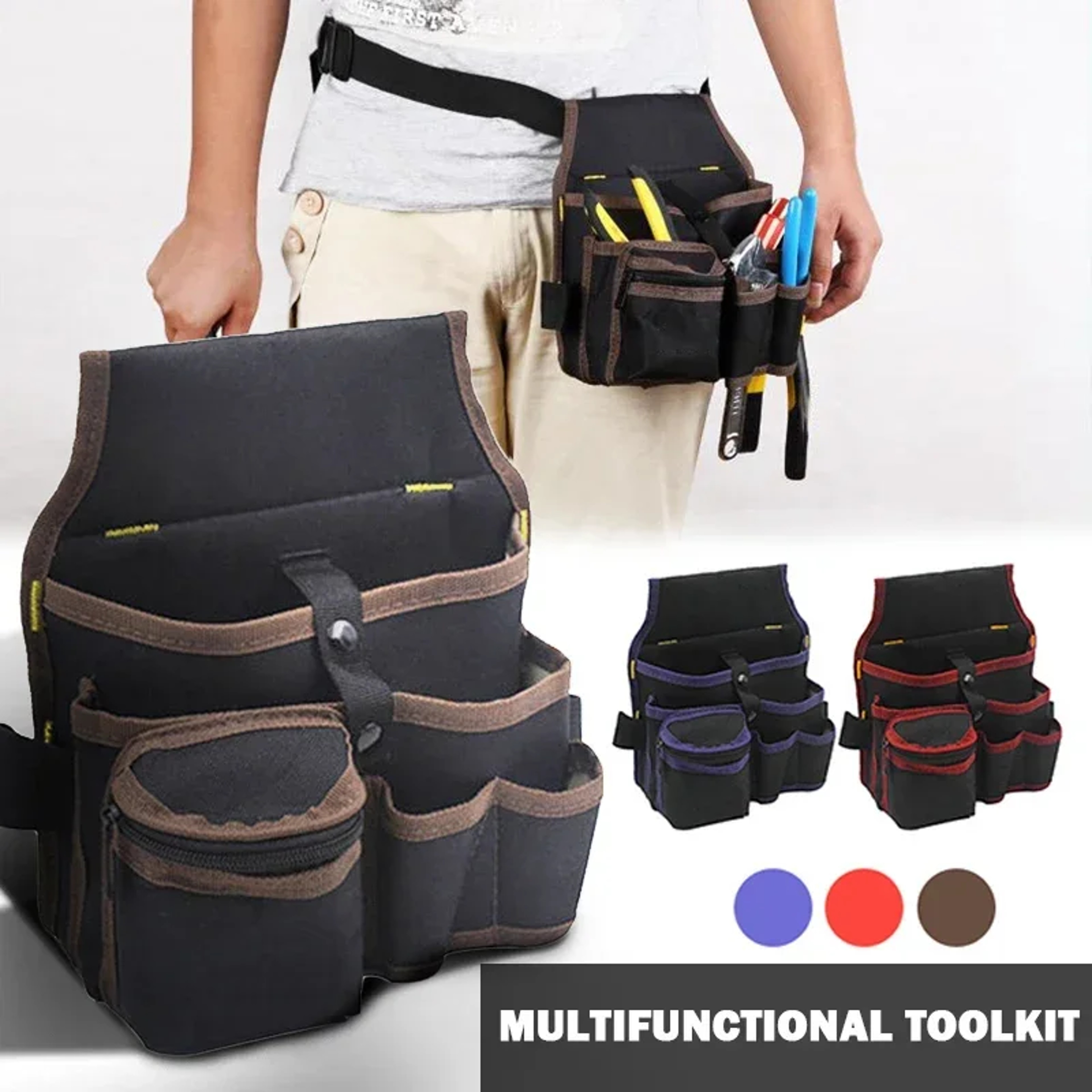 HeavyDuty Electrician Tool Storage Pouch Multifunctional Waist Belt Bag For Hardware Wrench  Drill  1