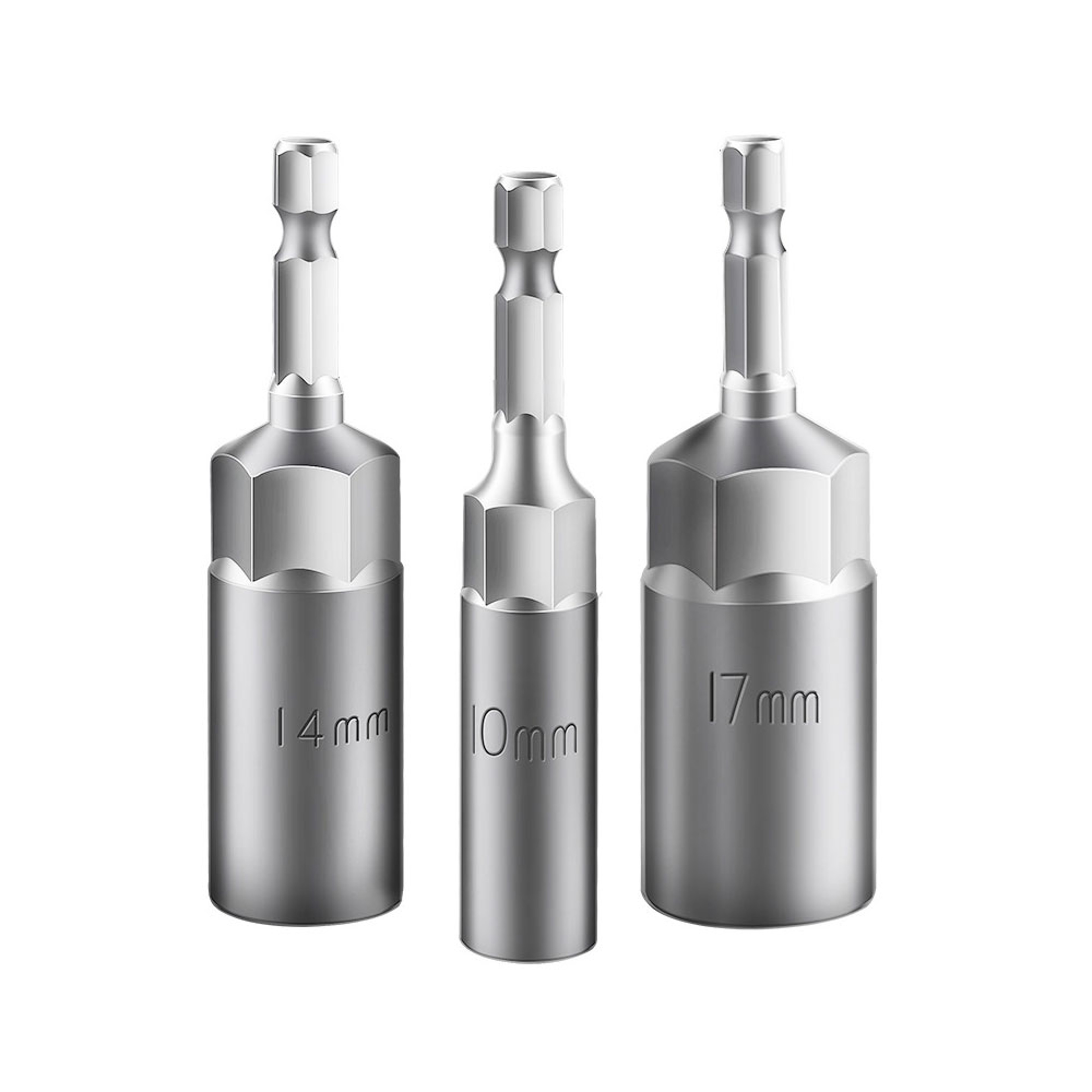 Lengthened Deep Impact Socket Adapter Set 5519mm 14 Hex Power Nut Driver Tool Kit 3