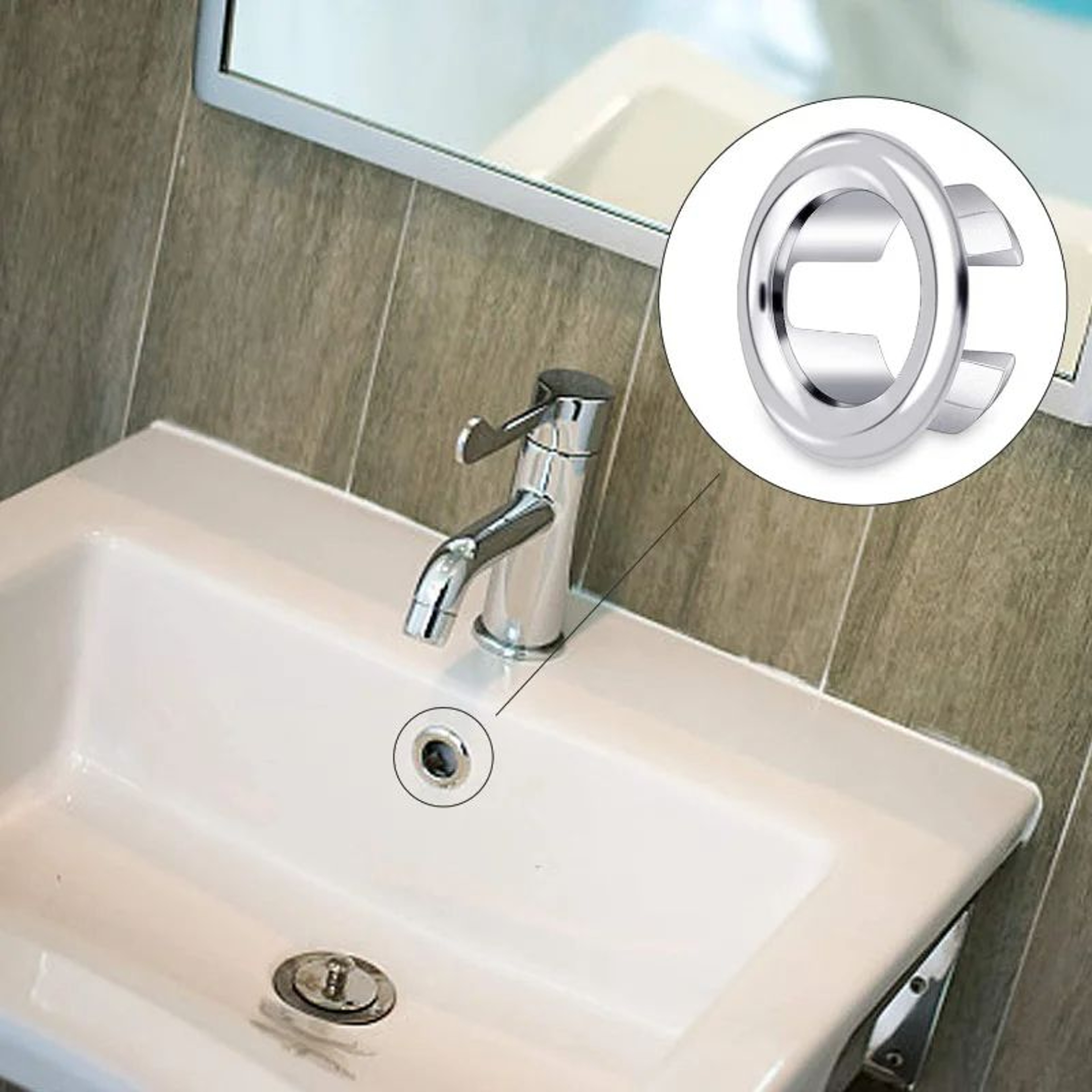 Plastic Sink Hole Overflow Cover Ring For Bathroom Basin Kitchen Drain Trim Plug Round Oval Overflo 4