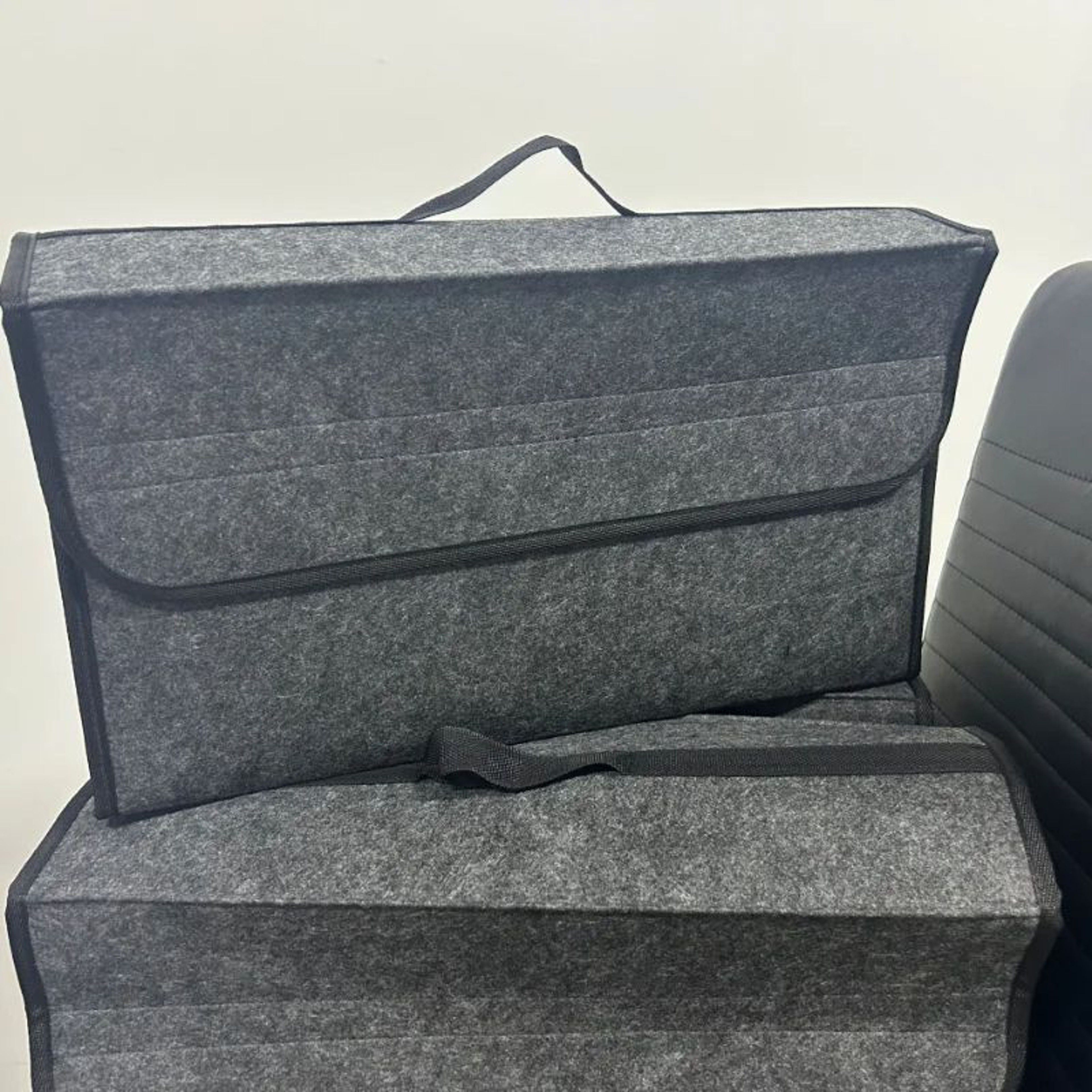 Gray AntiSlip Car Trunk Organizer  Soft Felt Boot Storage Box With Compartments For Tools  Accessor 1