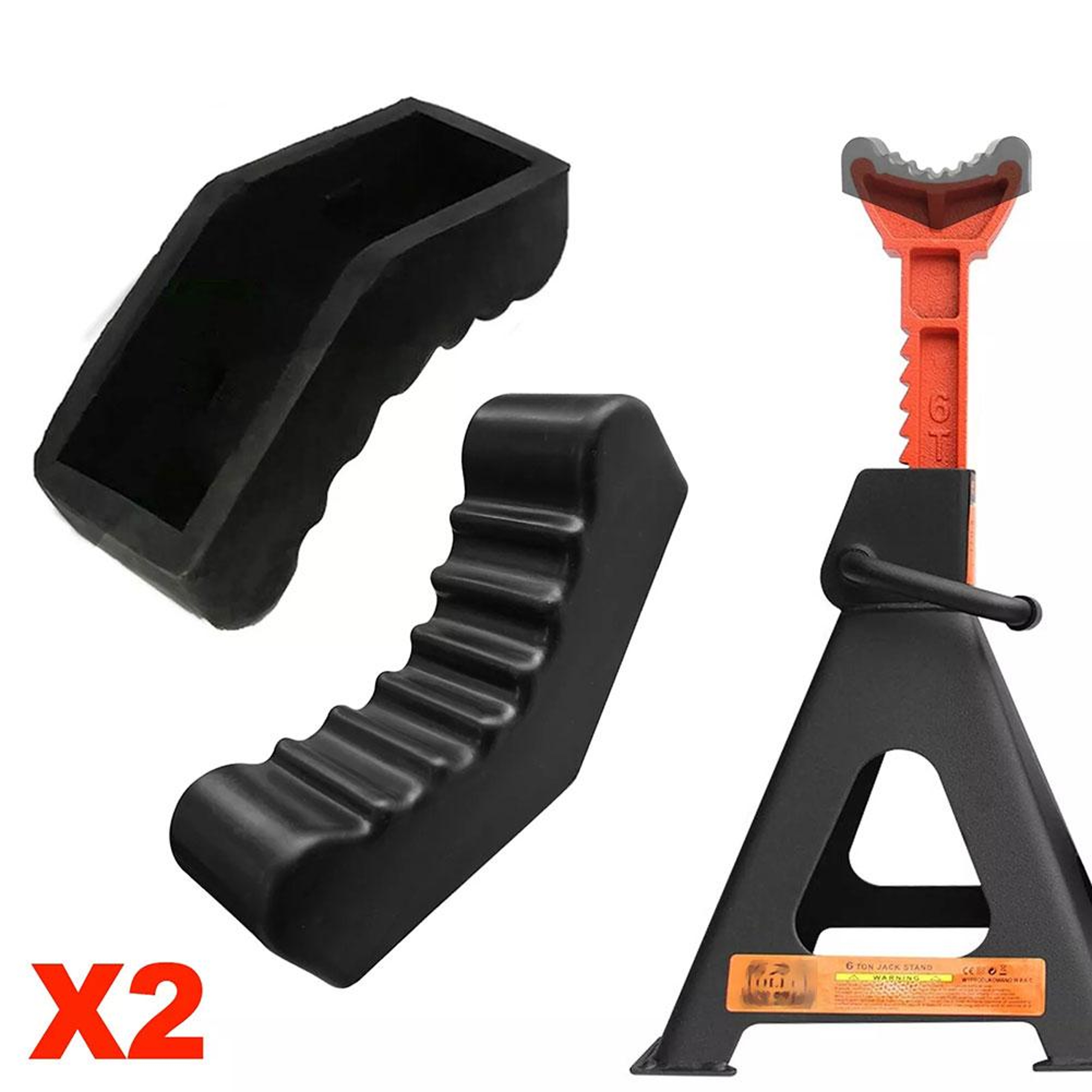 2PCS Car Slotted Jack Stand Rubber Pads 6 Ton Pinch Weld Floor Adapter Rail Grip For Safe Lifting 3