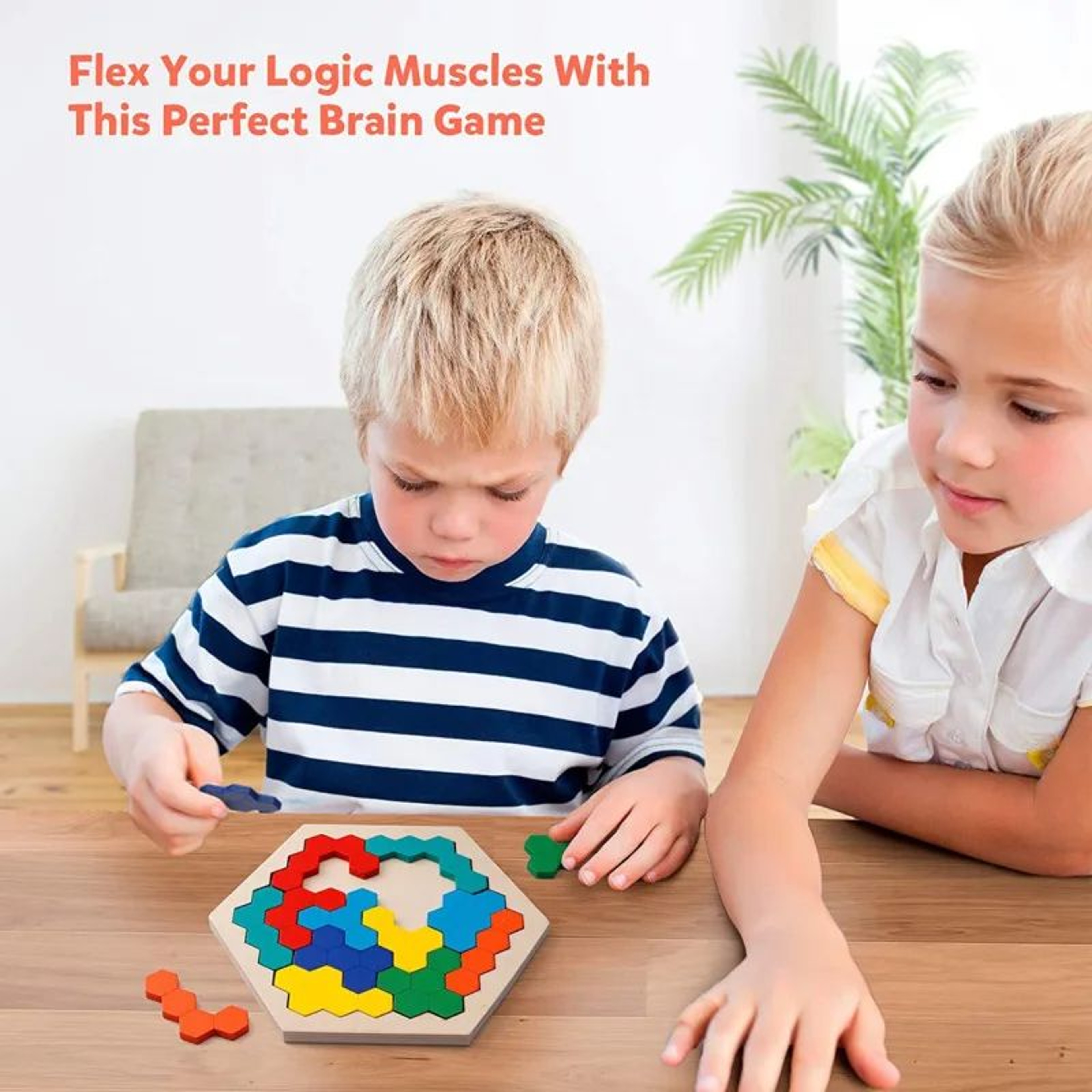 3D Hexagonal Wooden Puzzles Educational IQ Game Montessori Toys For Children Kids Preschool Tangram 1
