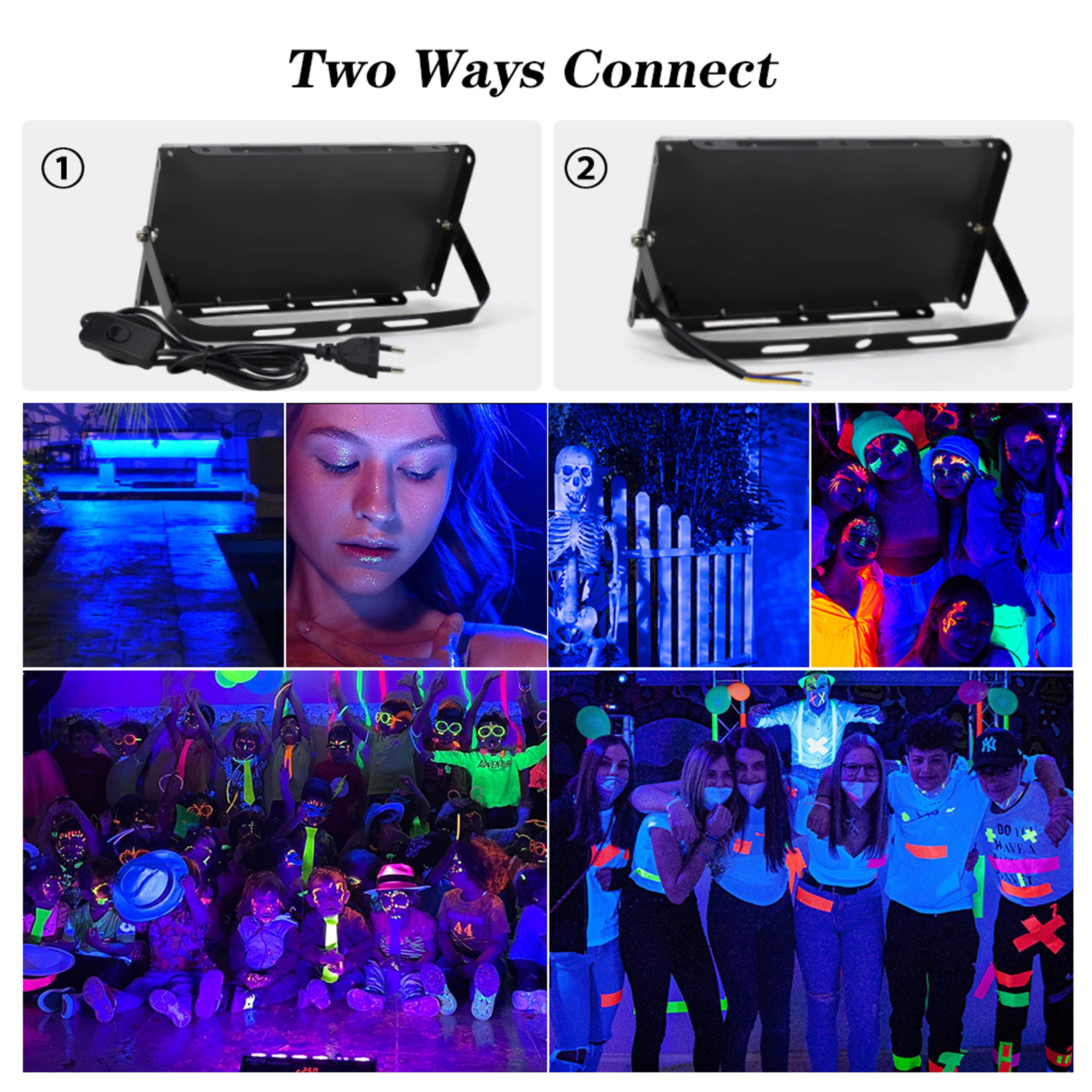 Waterproof LED UV Blacklight 50W100W Ultraviolet Floodlight For Stage Lighting  Glow Parties 3