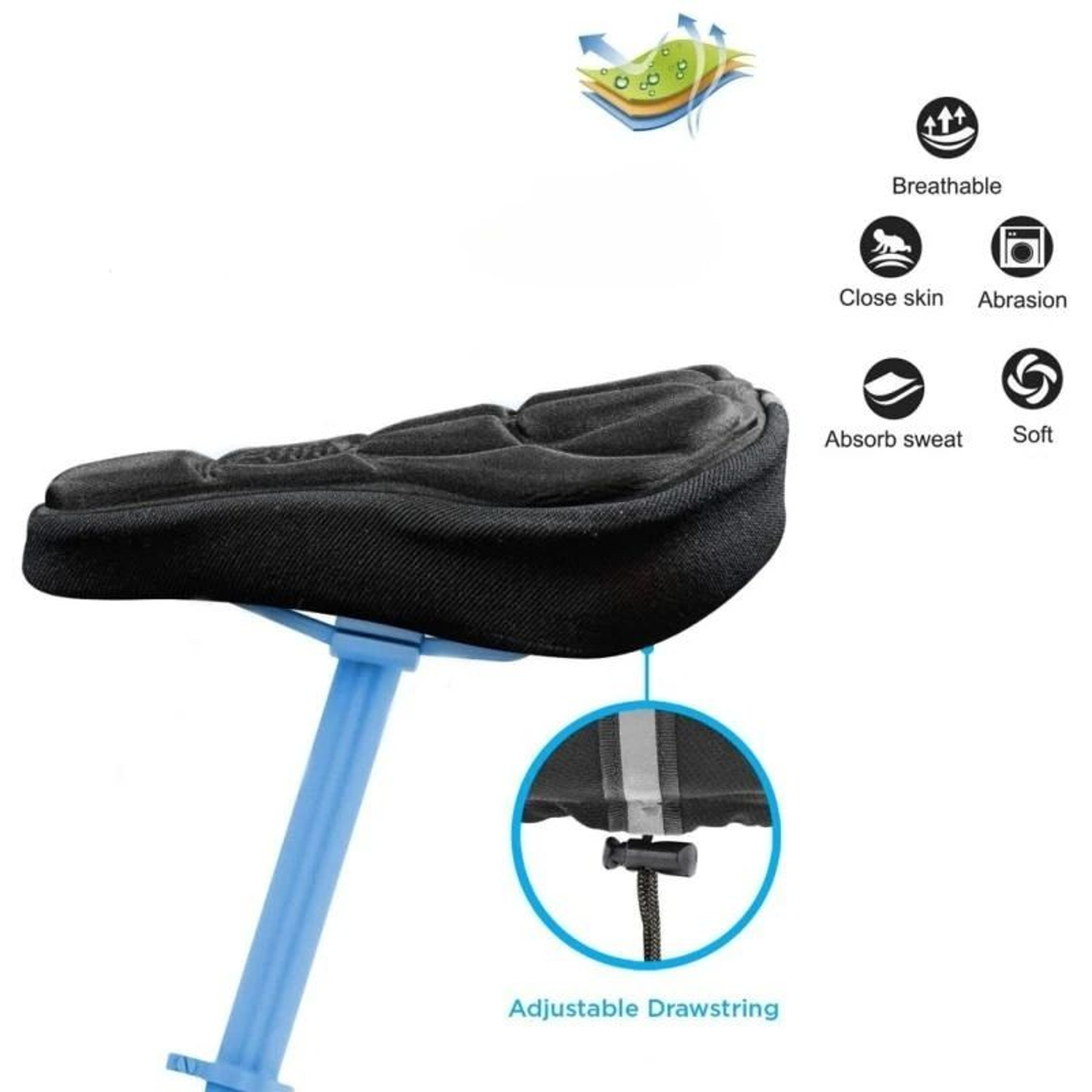 Soft 3D Padded Cycling Bicycle MTB Bike Saddle Seat Cover Cushion Sponge Foam Comfortable Saddles M 0