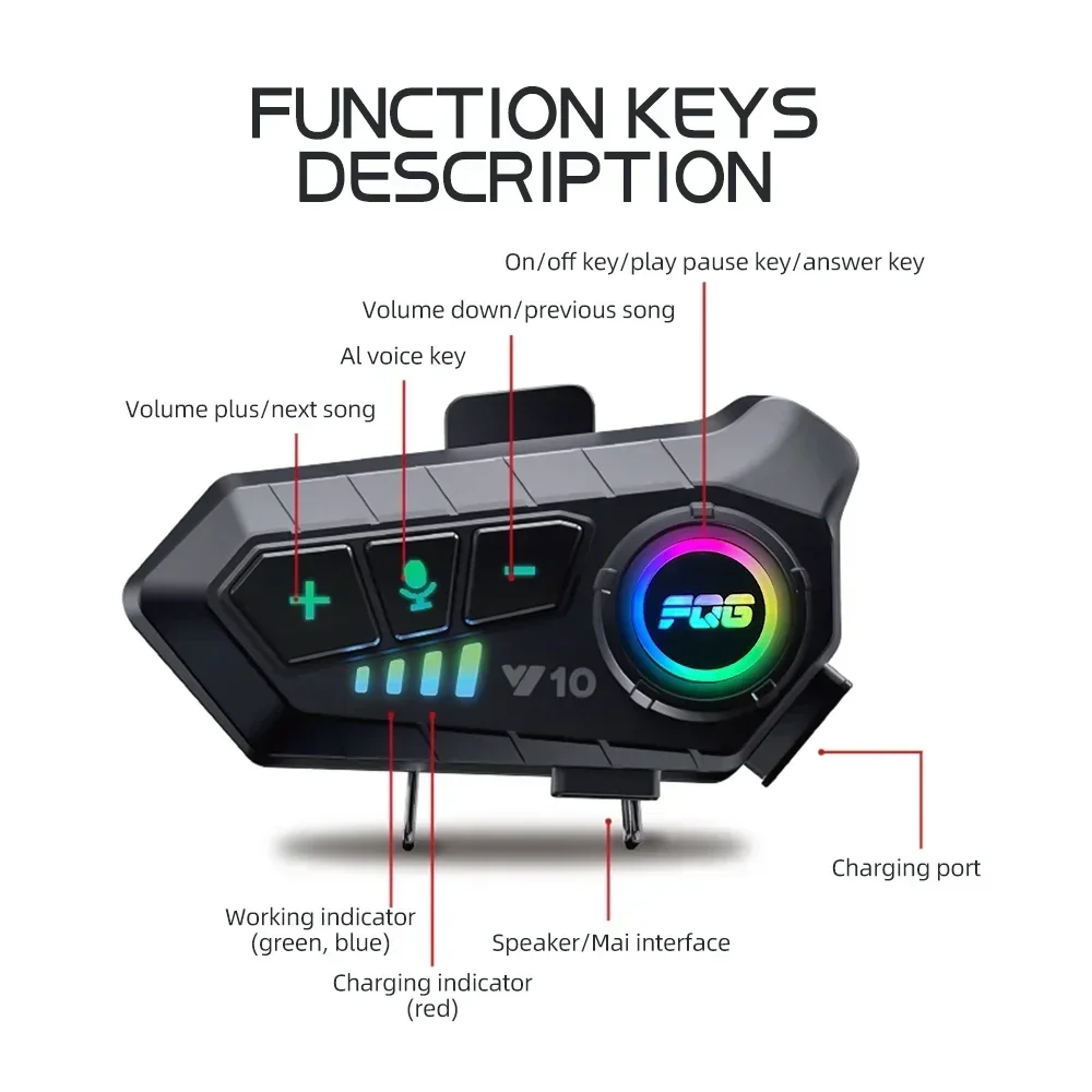 Wireless Motorbike Bluetooth Headset  HandsFree Helmet Earphone With 2000mAh Battery  Waterproof De 6