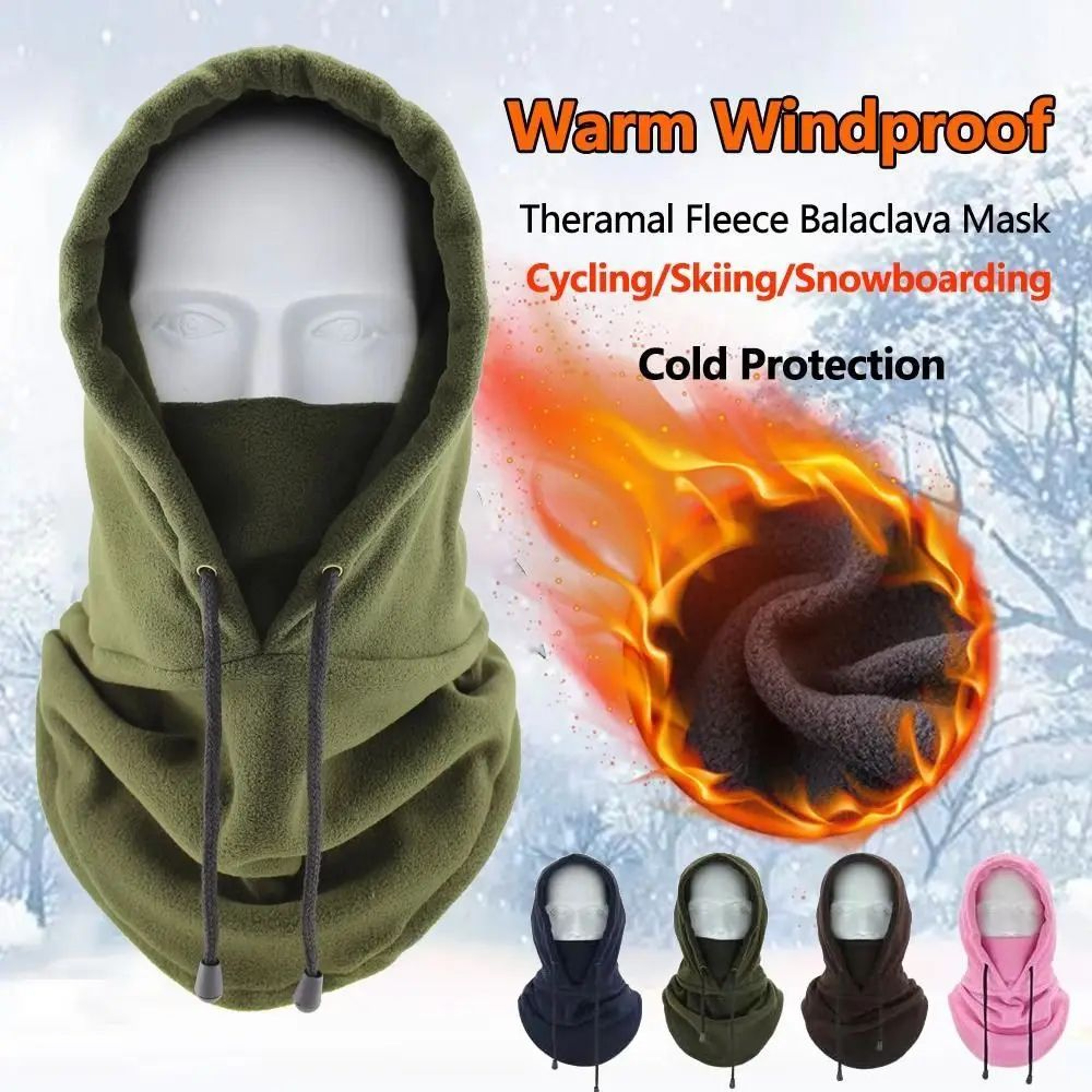 Fashion Polar Fleece Balaclava Winter Hat  Full Face Ski Mask For Men  Women Windproof Beanie Warme 0